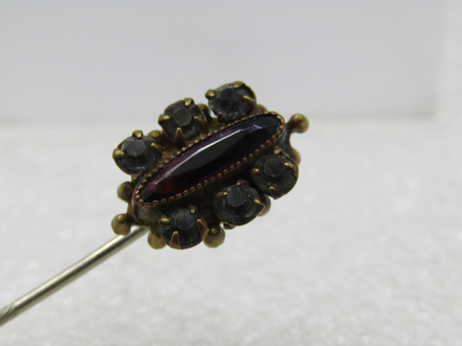 Antique Rhinestone Stick Pin, Purple/Clear, early 1900's - 2