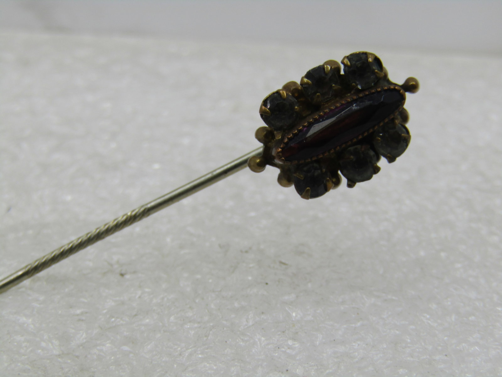 Antique Rhinestone Stick Pin, Purple/Clear, early 1900's - 3
