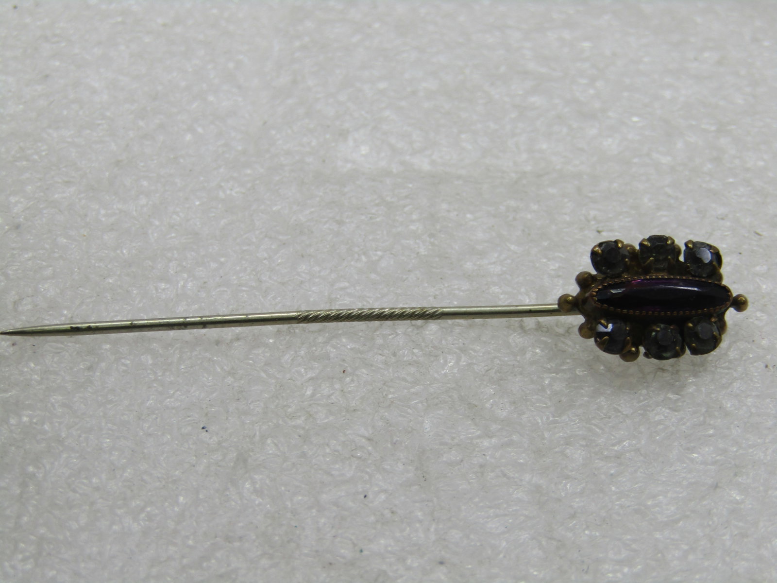 Antique Rhinestone Stick Pin, Purple/Clear, early 1900's - 6
