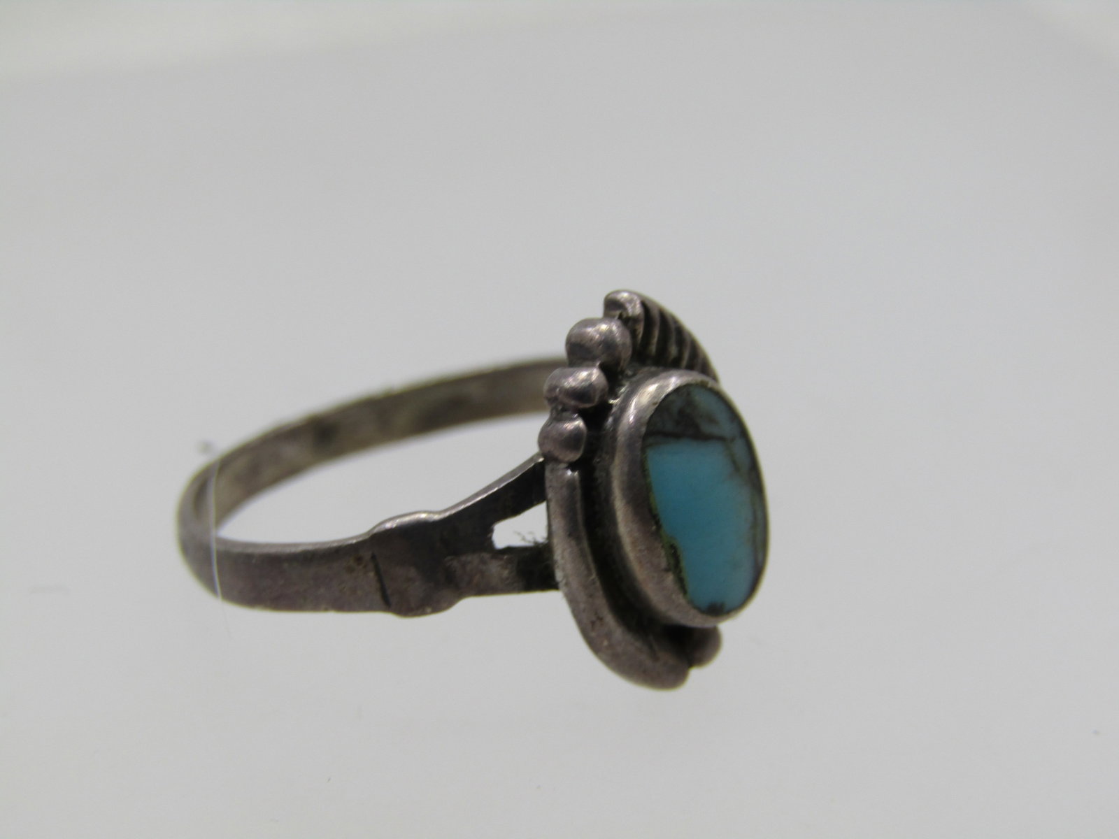 Vintage Sterling Southwestern Turquoise Ring, Sz. 7 1960-1970's - 5