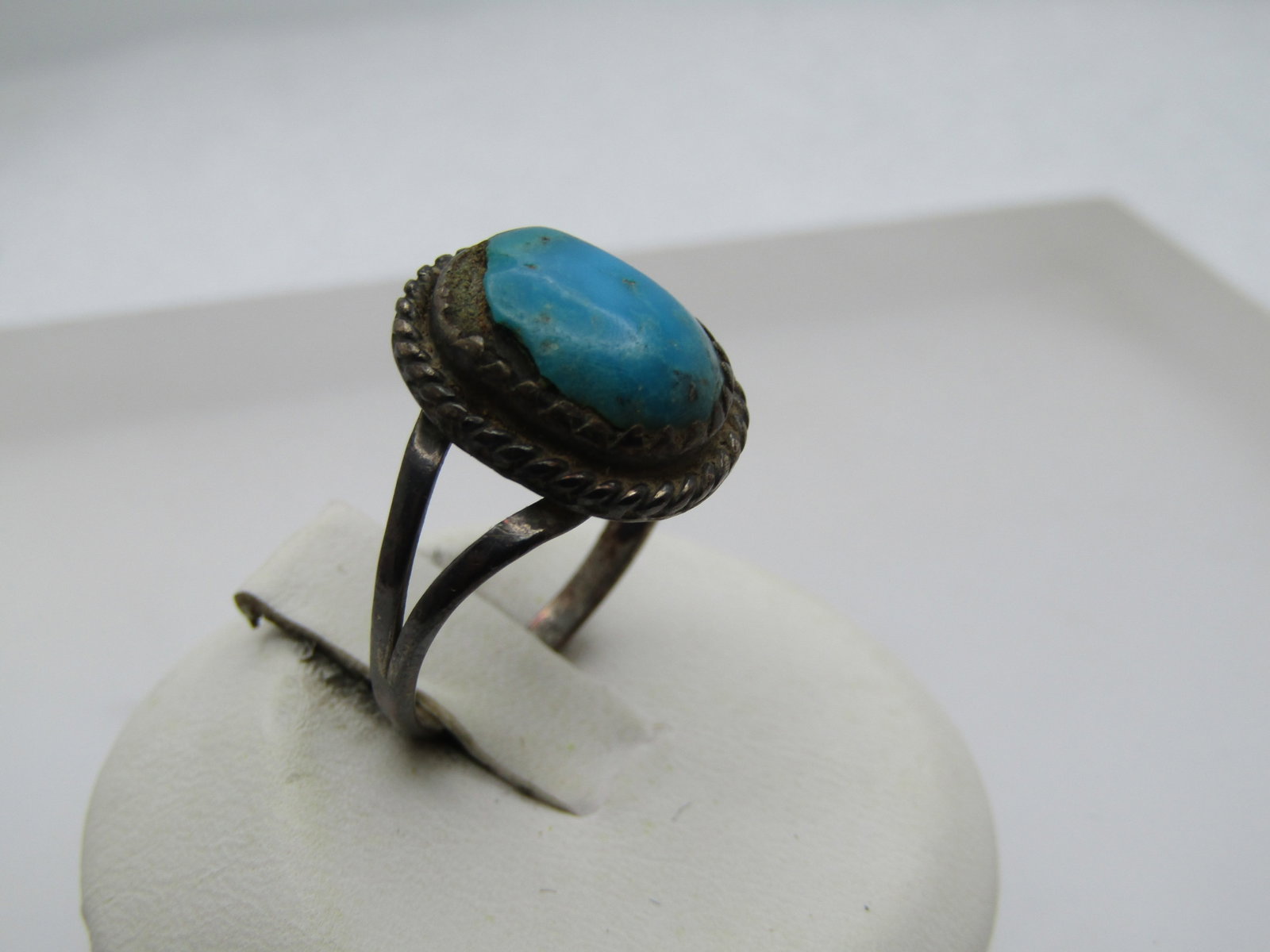 Vintage Sterling Southwestern Turquoise ring, Sz. 7.25, 1960's - 2