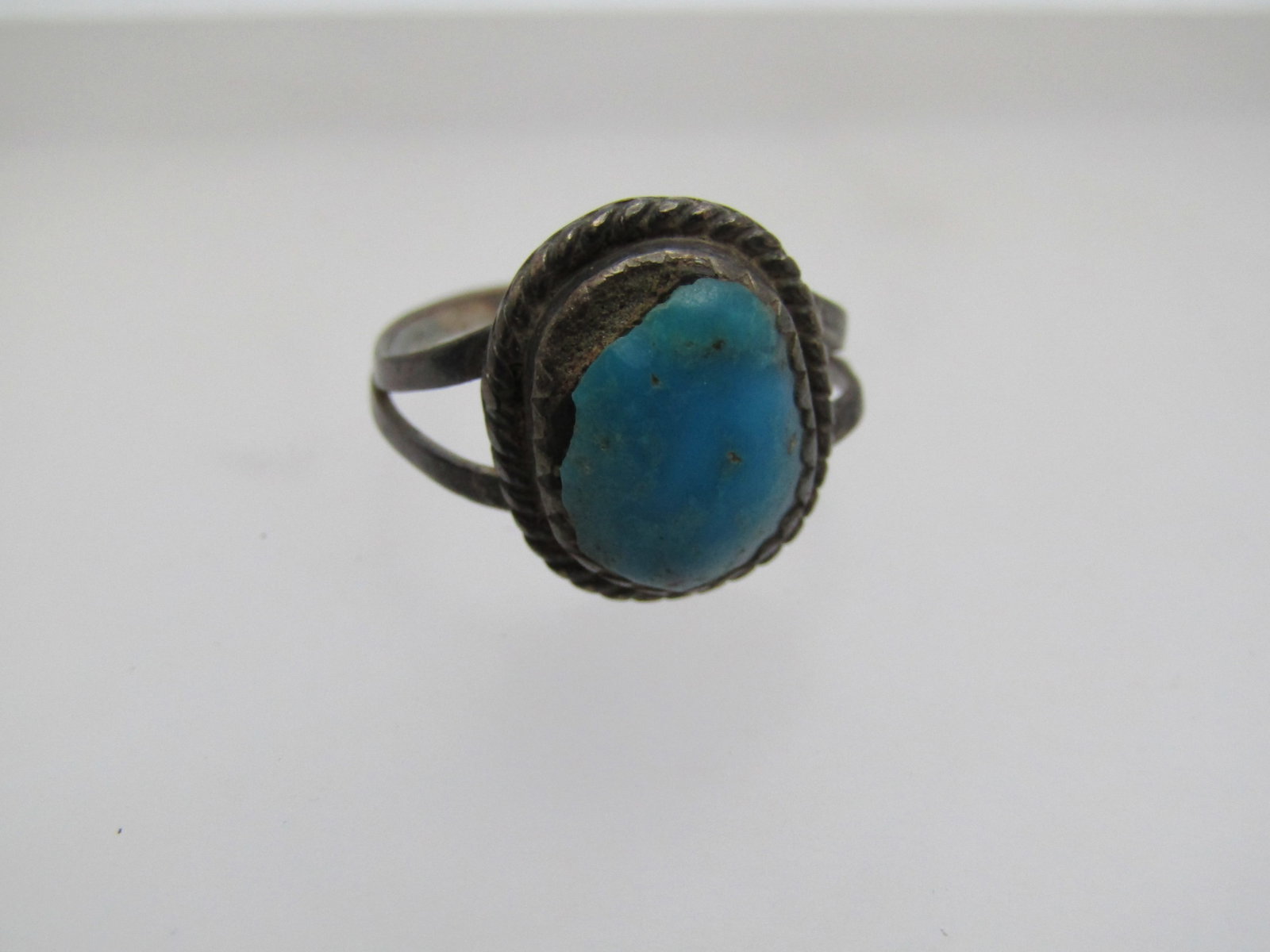Vintage Sterling Southwestern Turquoise ring, Sz. 7.25, 1960's - 4