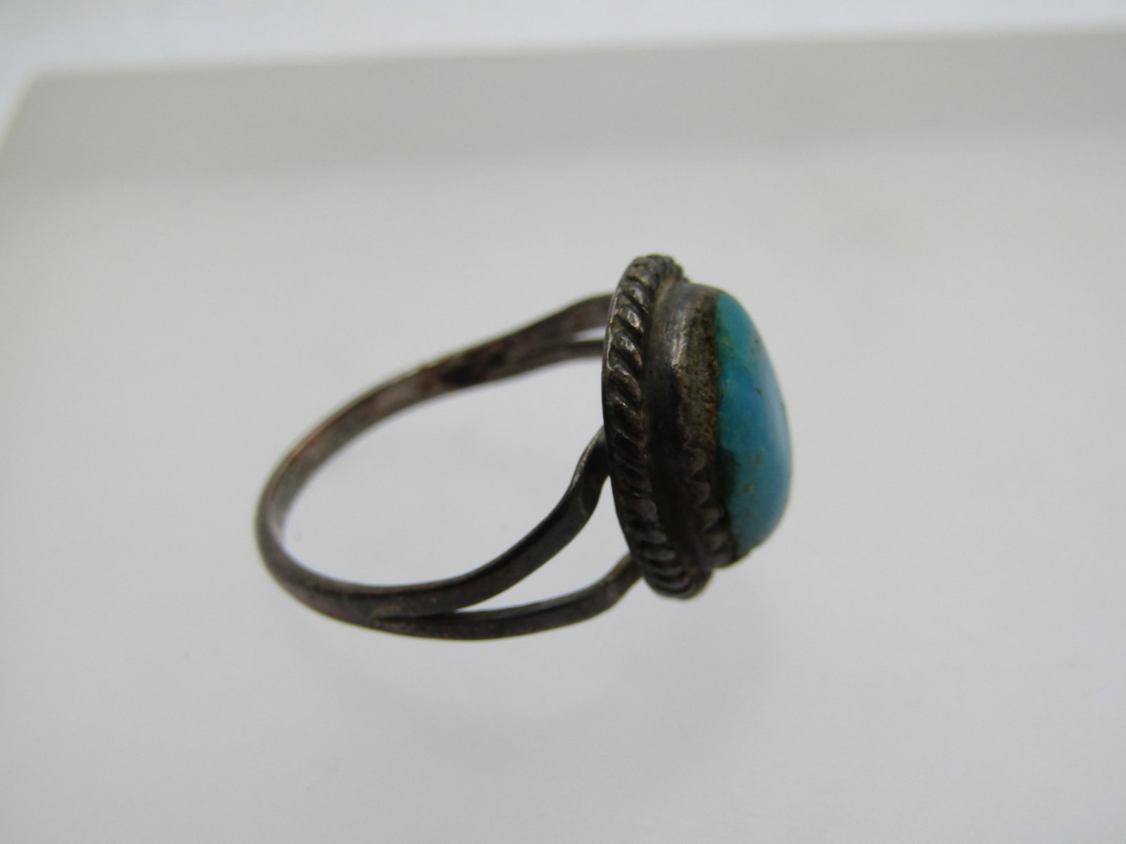 Vintage Sterling Southwestern Turquoise ring, Sz. 7.25, 1960's - 5