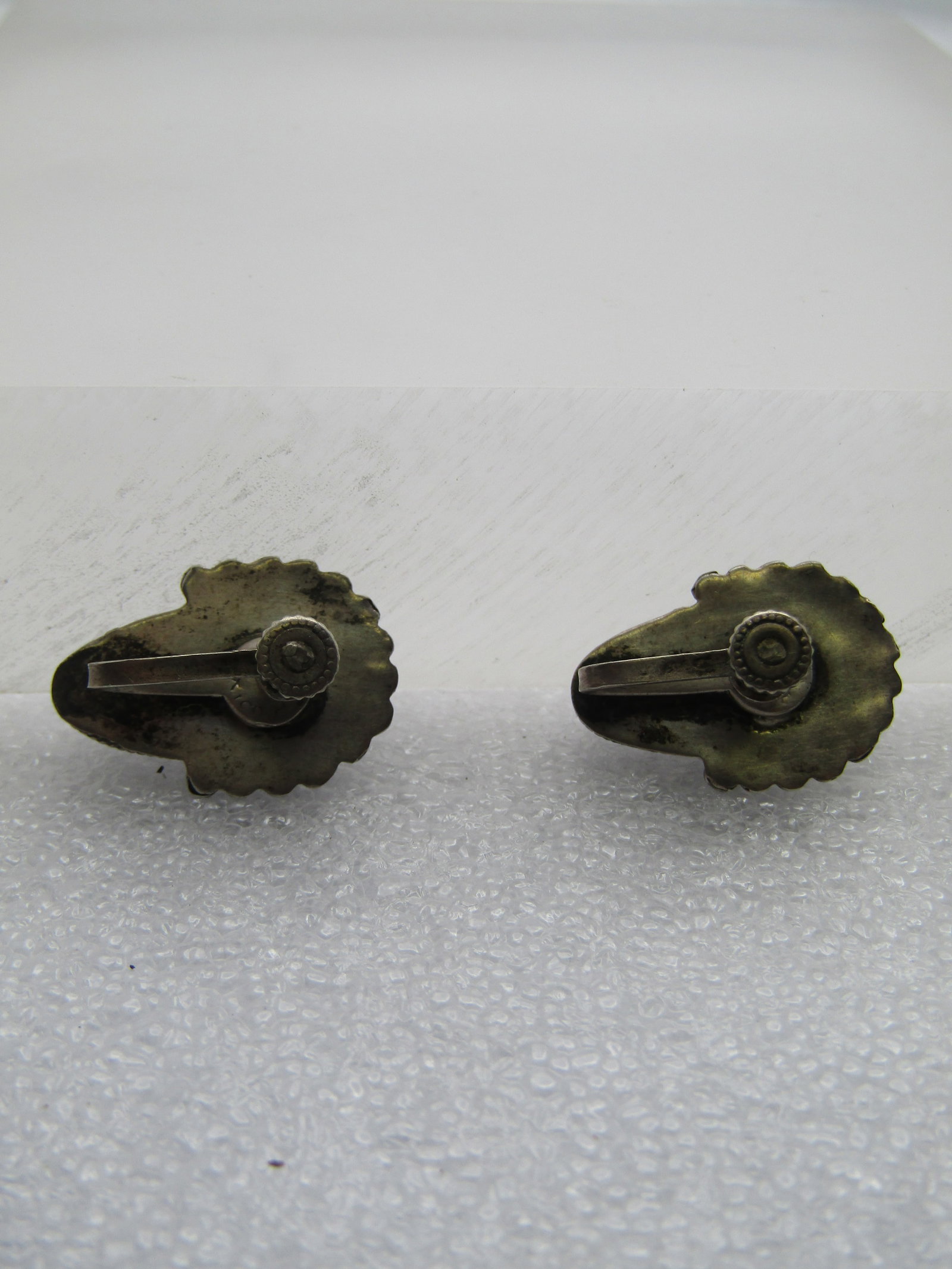 Vintage Sterling Mexico Carved Onyx Mask Earrings, Screwback, 1960's-1970's - 4