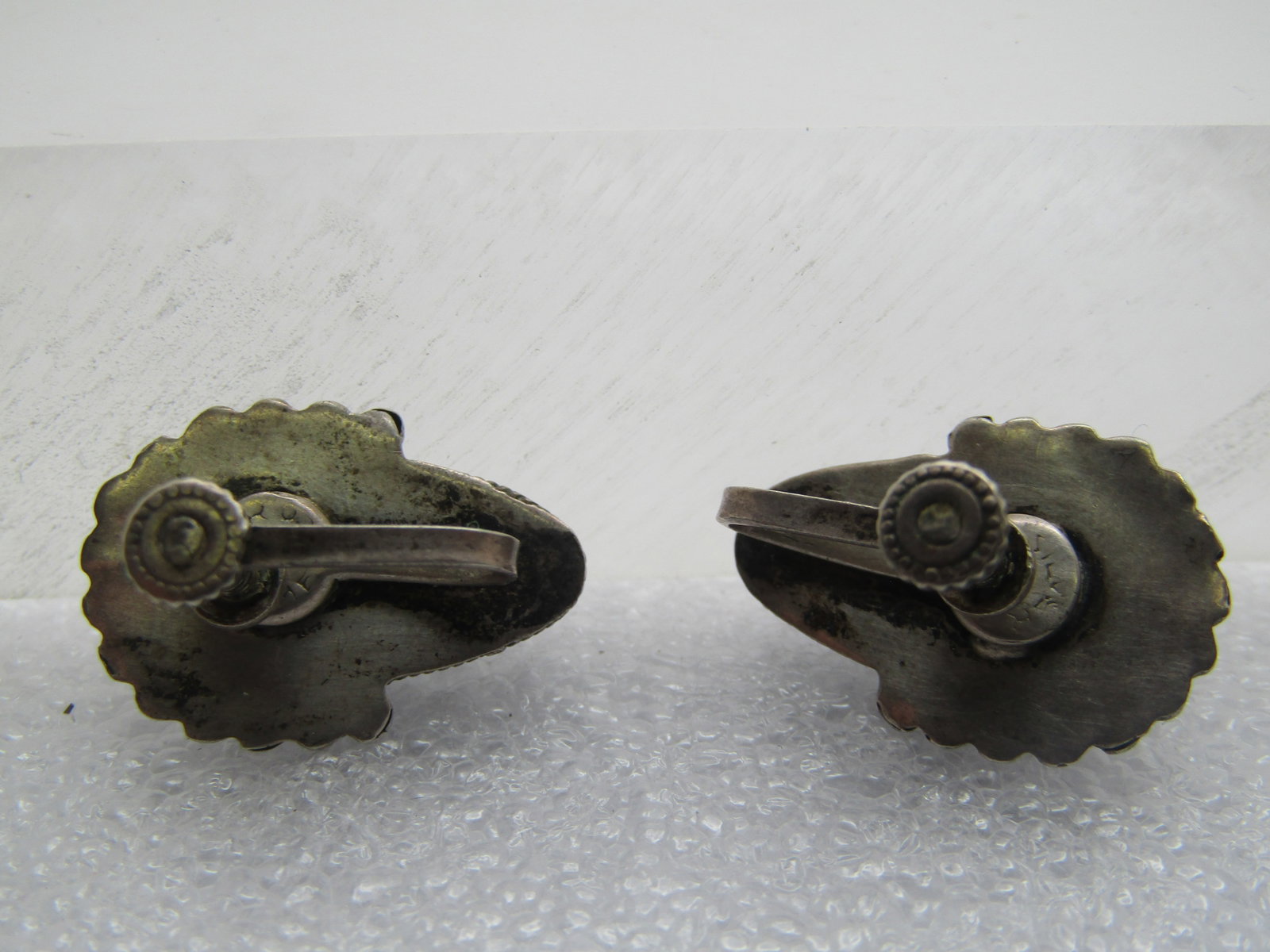 Vintage Sterling Mexico Carved Onyx Mask Earrings, Screwback, 1960's-1970's - 5