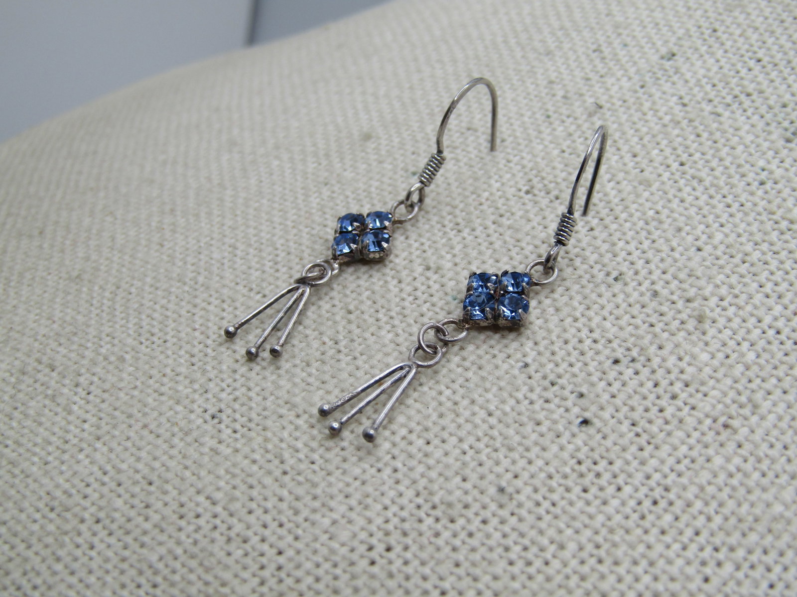 Vintage Sterling Rhinestone Drop Earrings, 1960's-1980's - 3