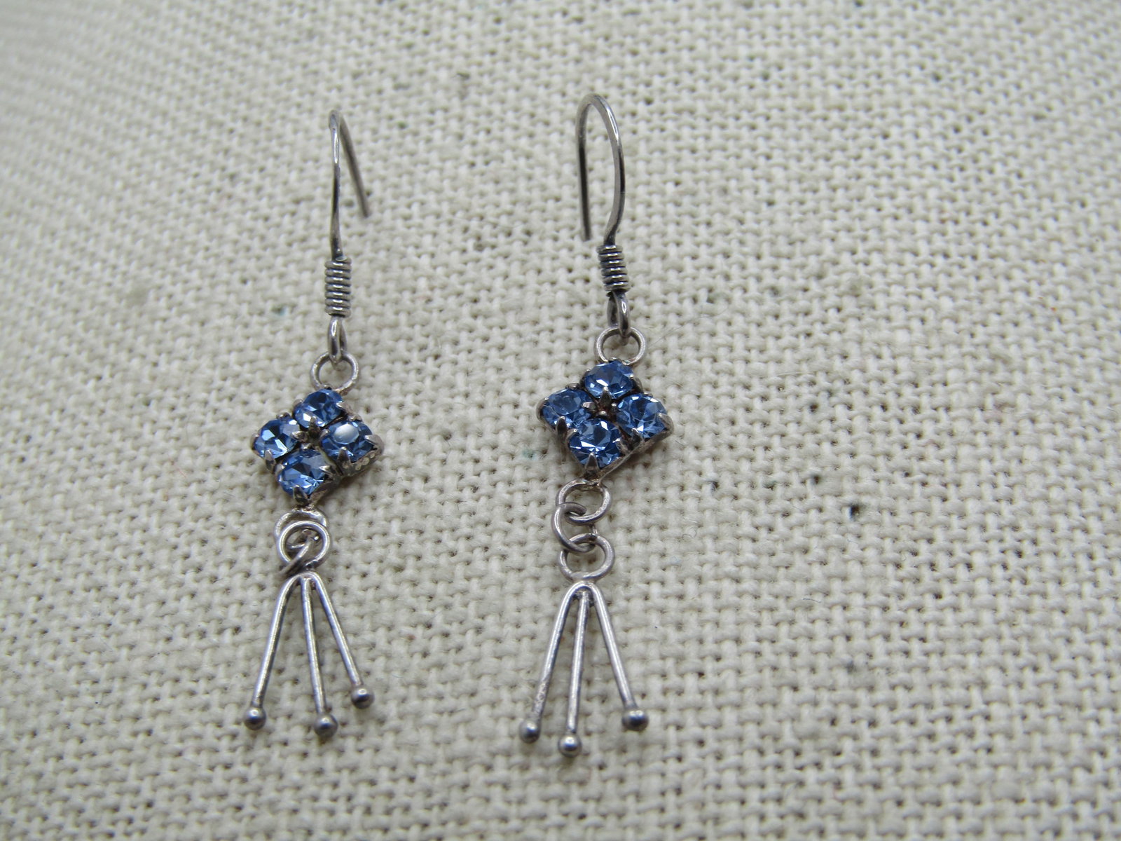 Vintage Sterling Rhinestone Drop Earrings, 1960's-1980's - 4