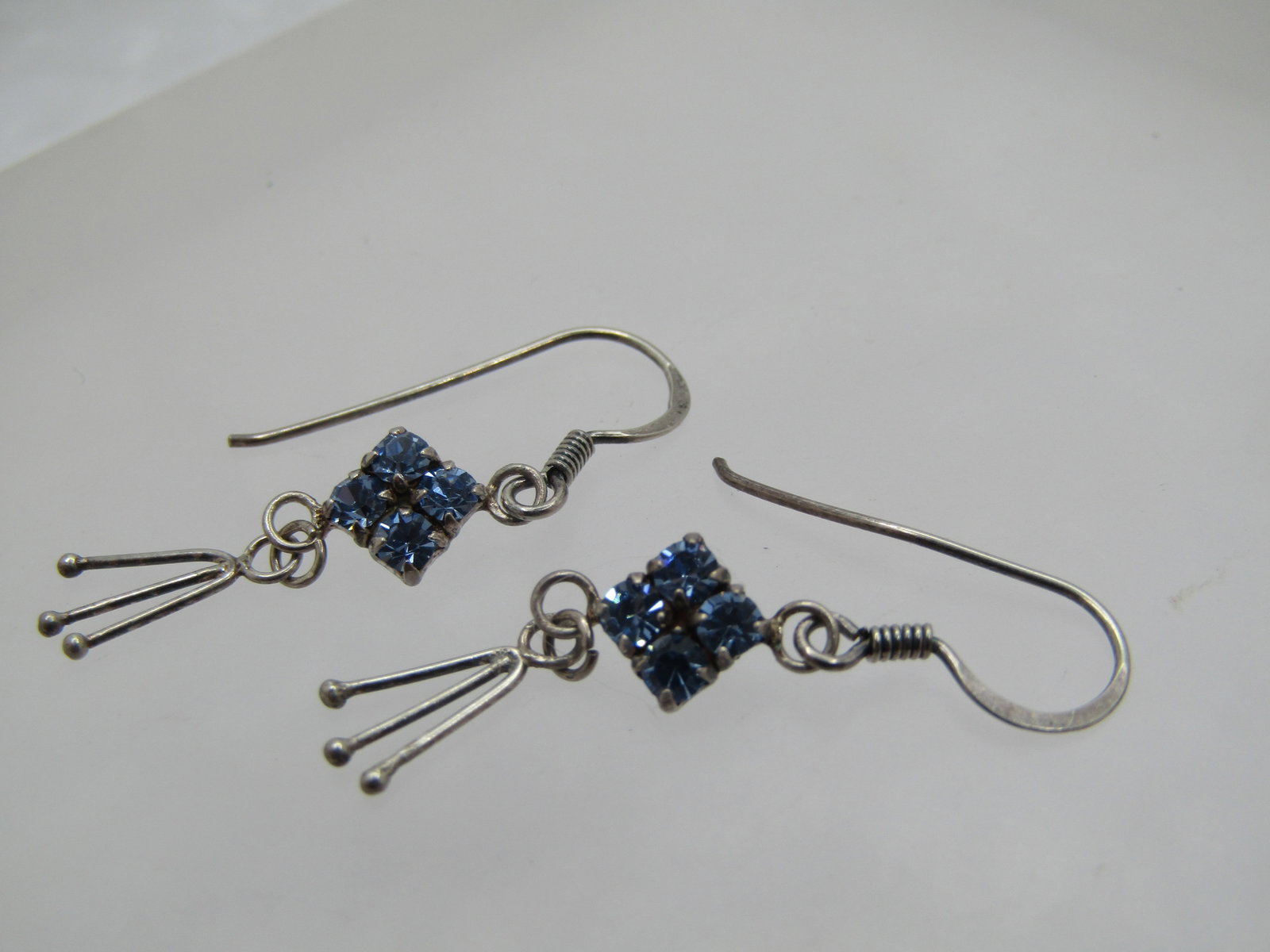 Vintage Sterling Rhinestone Drop Earrings, 1960's-1980's - 6