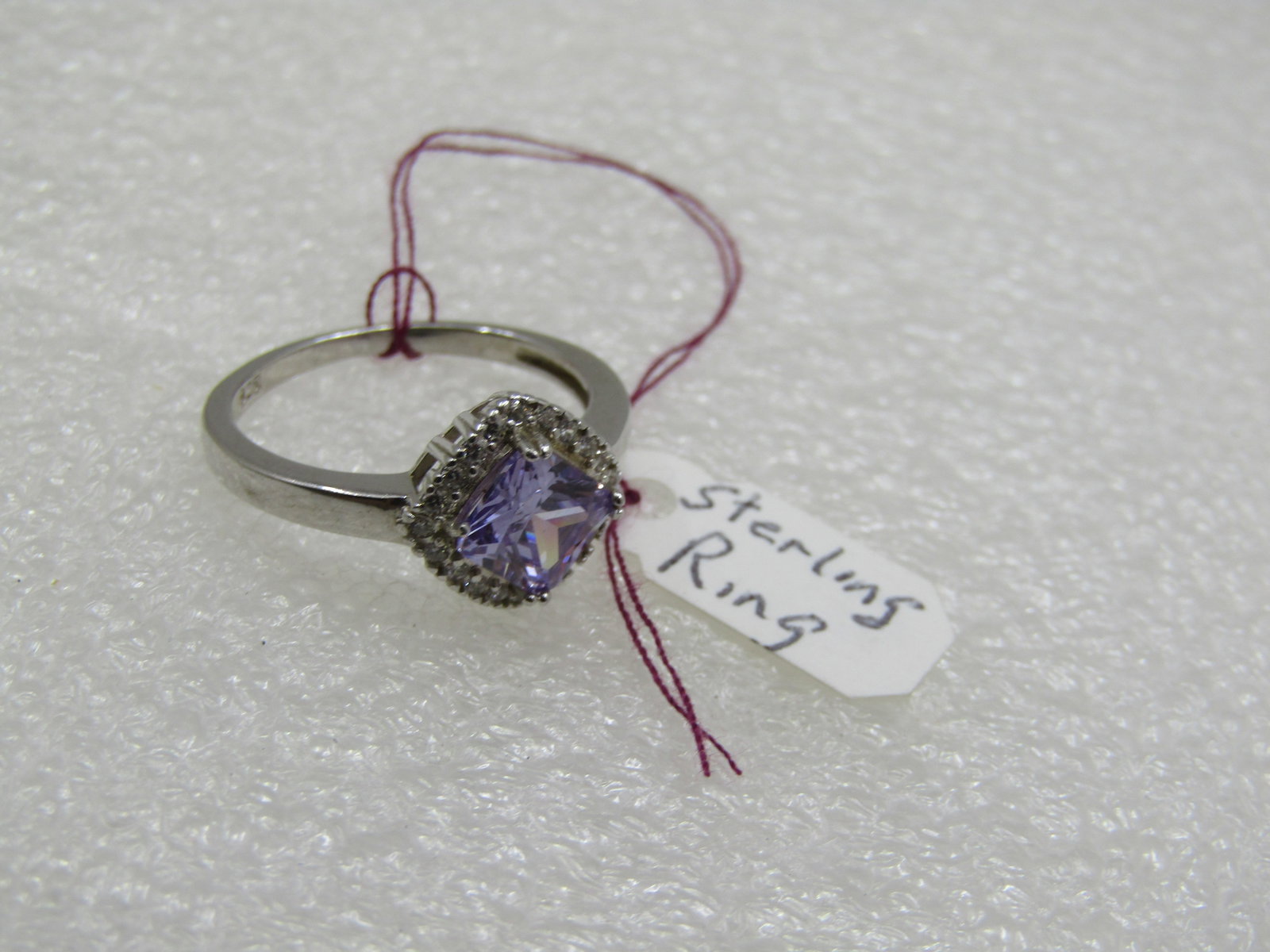Sterling Amethyst CZ Halo Ring, Sz. 7.75 - 2