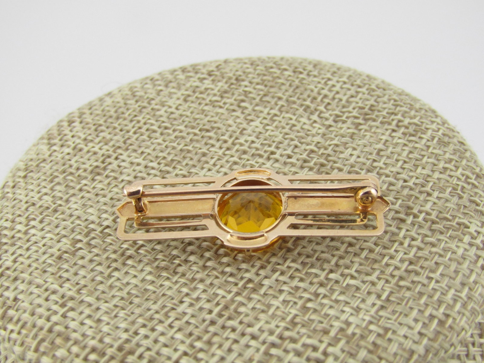 10kt Vintage Yellow/Golden Stone Brooch, 1940's -1950's - 4