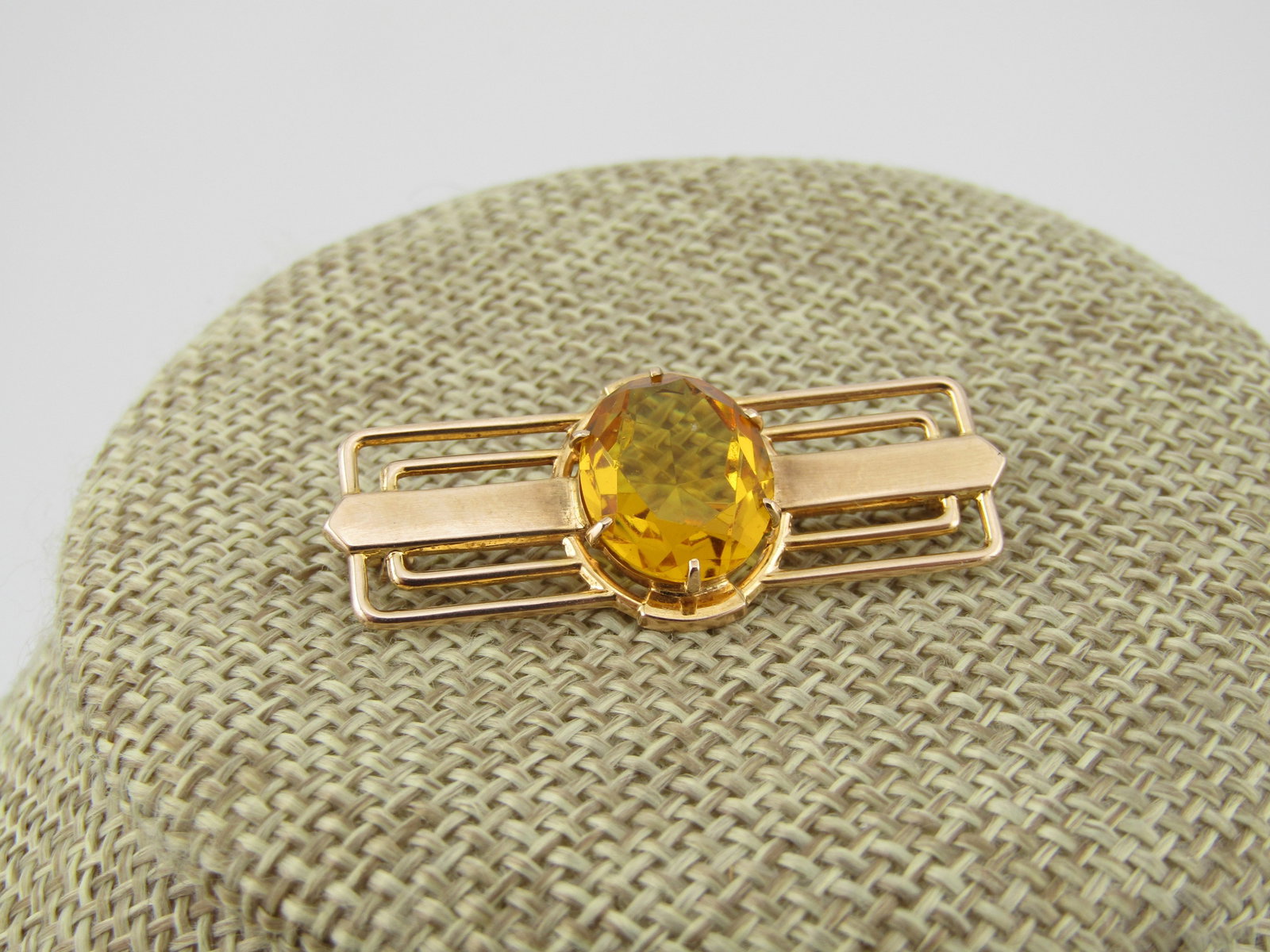 10kt Vintage Yellow/Golden Stone Brooch, 1940's -1950's - 5