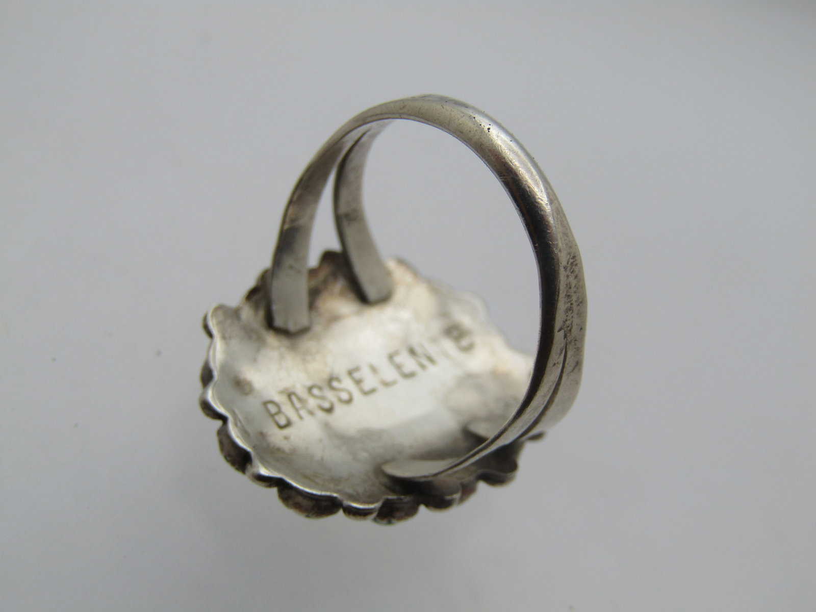 Vintage Sterling Southwestern Turquoise Petite Point Ring, Marie Basselente, Sz. 6.75, 1950's-1970's - 5