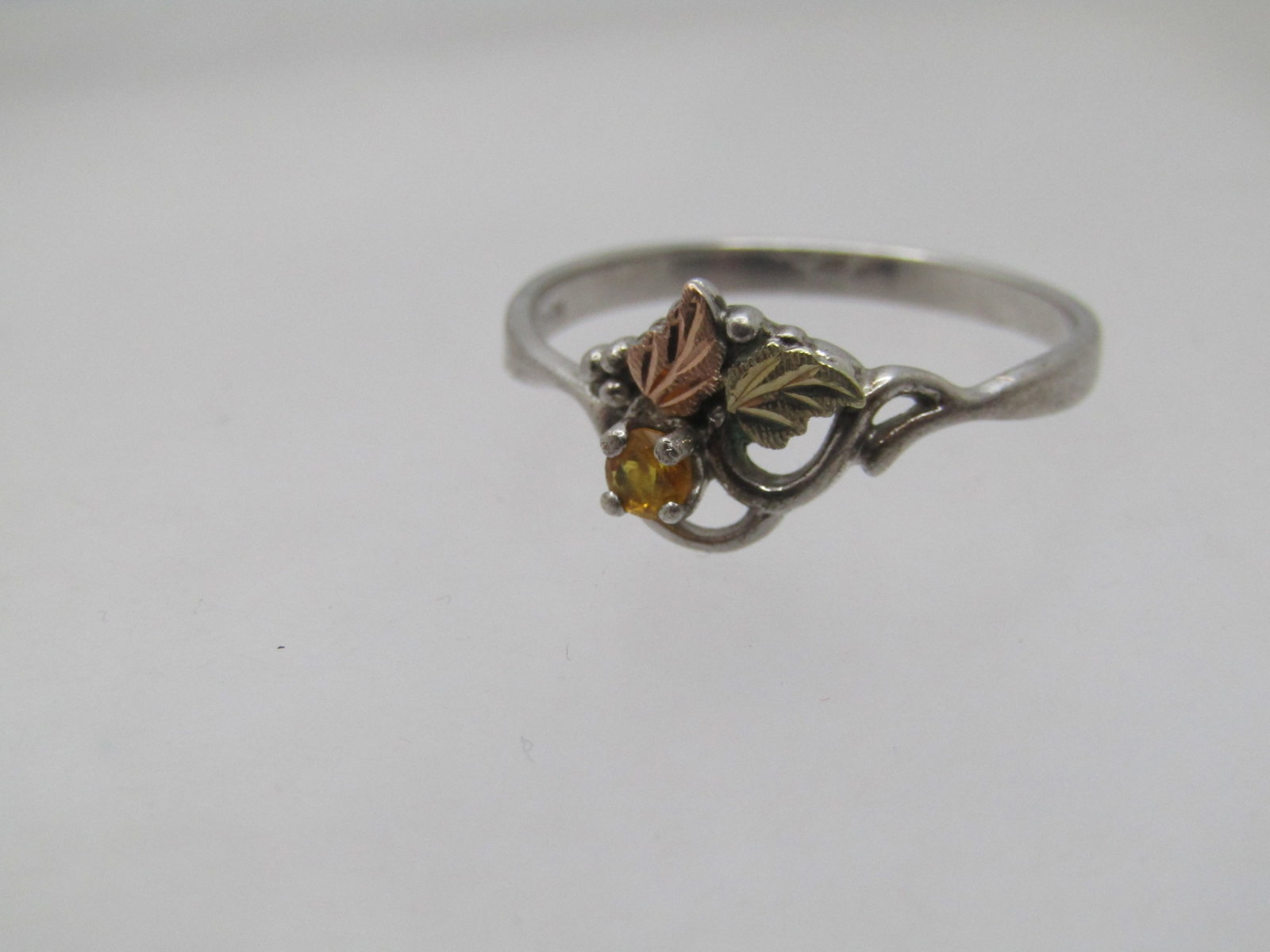 Vintage Sterling & 12kt Citrine Ring, Black Hills Gold. Signed Landstrom, 1990's. Sz. 10.25 - 4