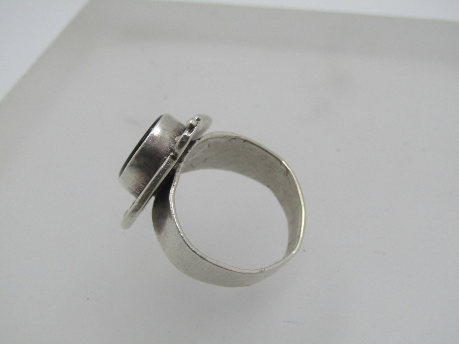 Vintage Sterling Southwestern Onyx Ring, Sz. 7.5, 1970's-1980's - 6