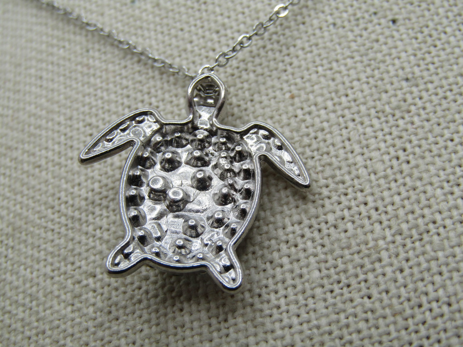 Enameled & Rhinestone Turtle & Baby Necklace, 20" - 4