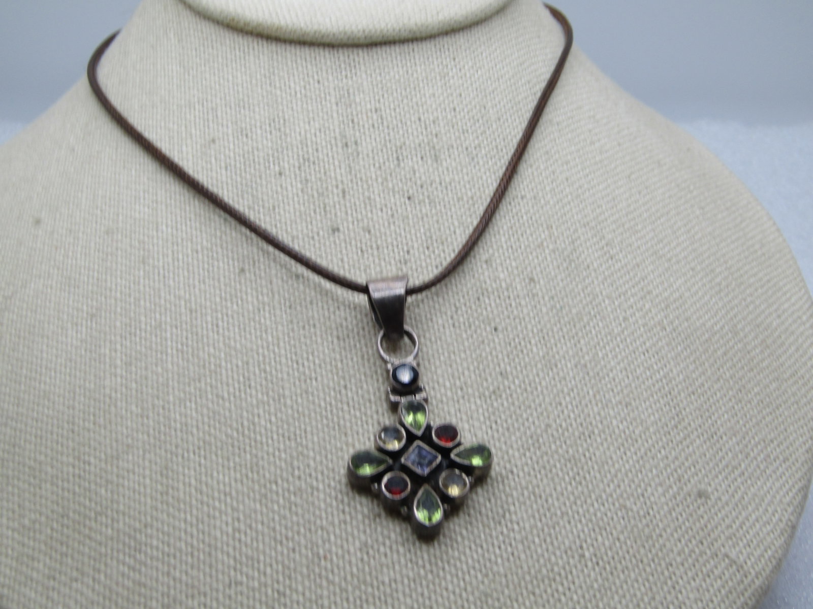 Vintage Sterling Mixed Gem Necklace, 20", 1980's-1990's - 2