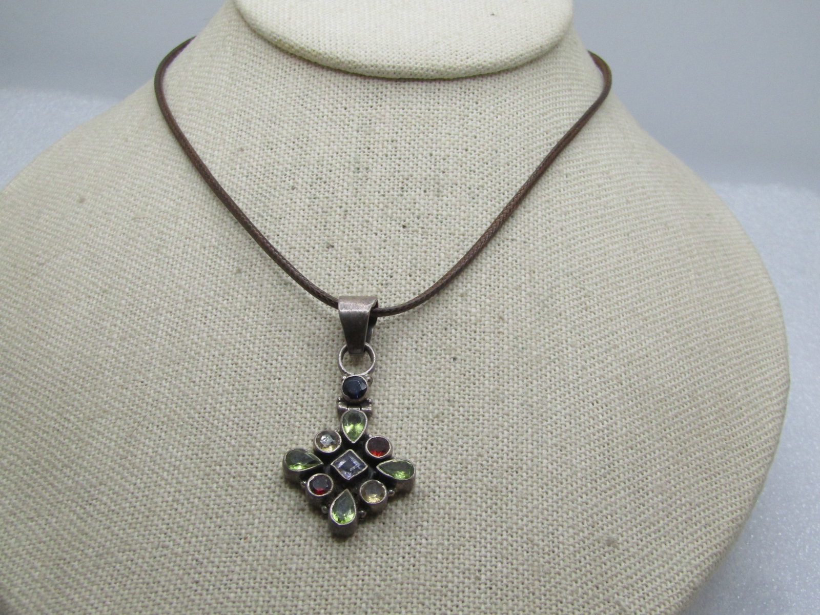 Vintage Sterling Mixed Gem Necklace, 20", 1980's-1990's - 3