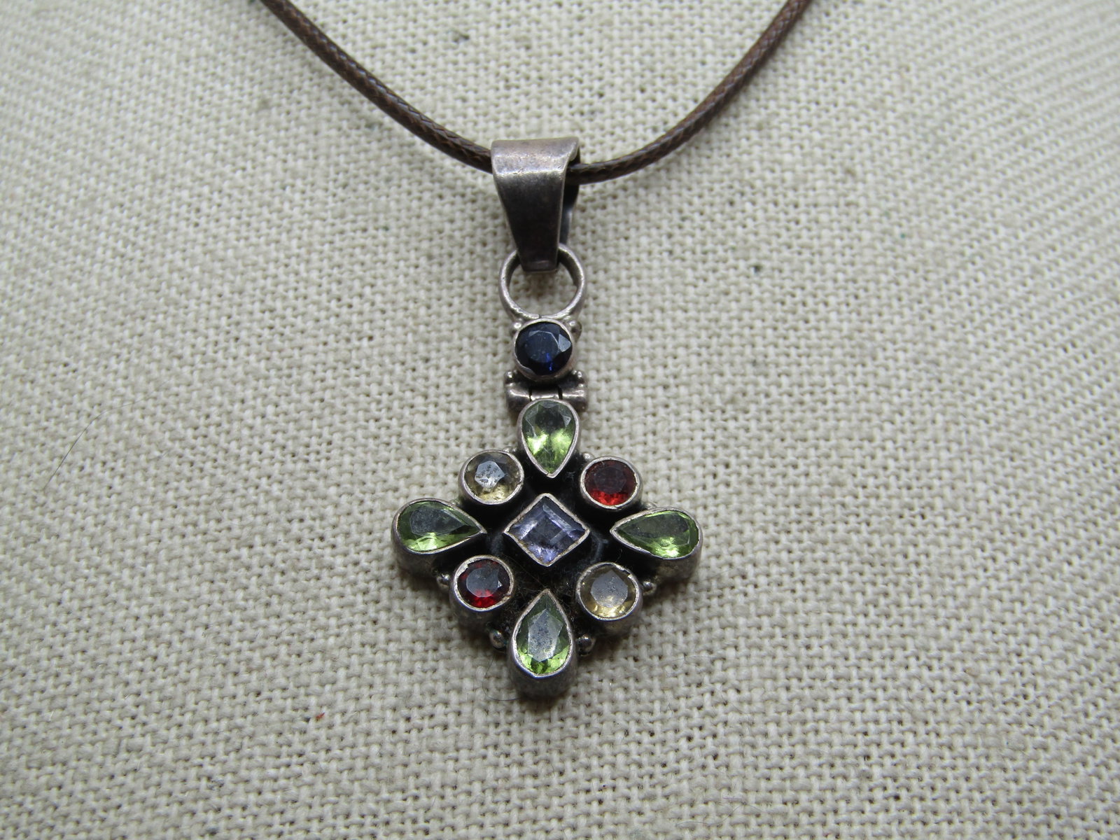 Vintage Sterling Mixed Gem Necklace, 20", 1980's-1990's - 4