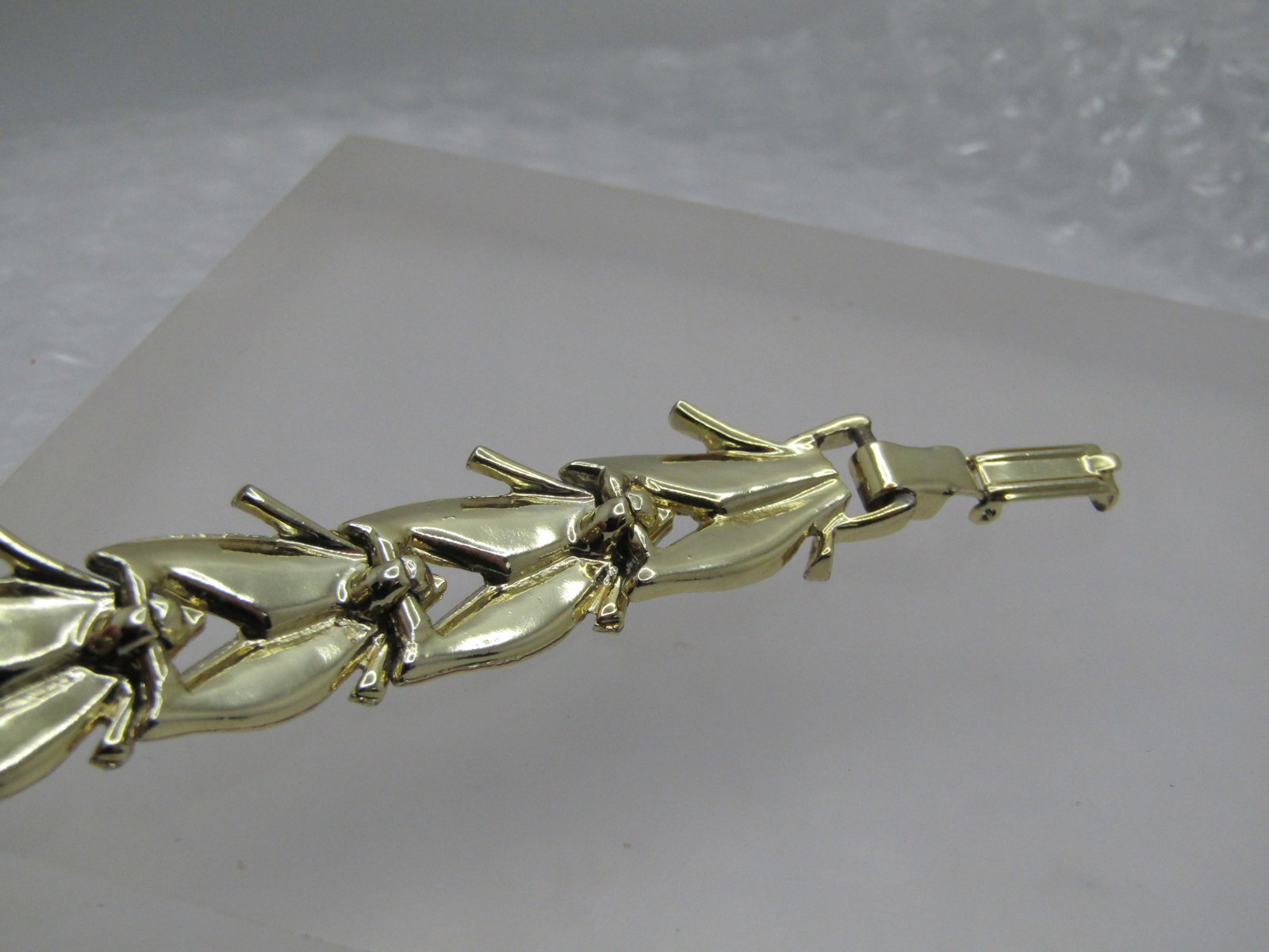 Vintage AB Peacock Rhinestone Leaf Bracelet, 7.5", 1960's - 4