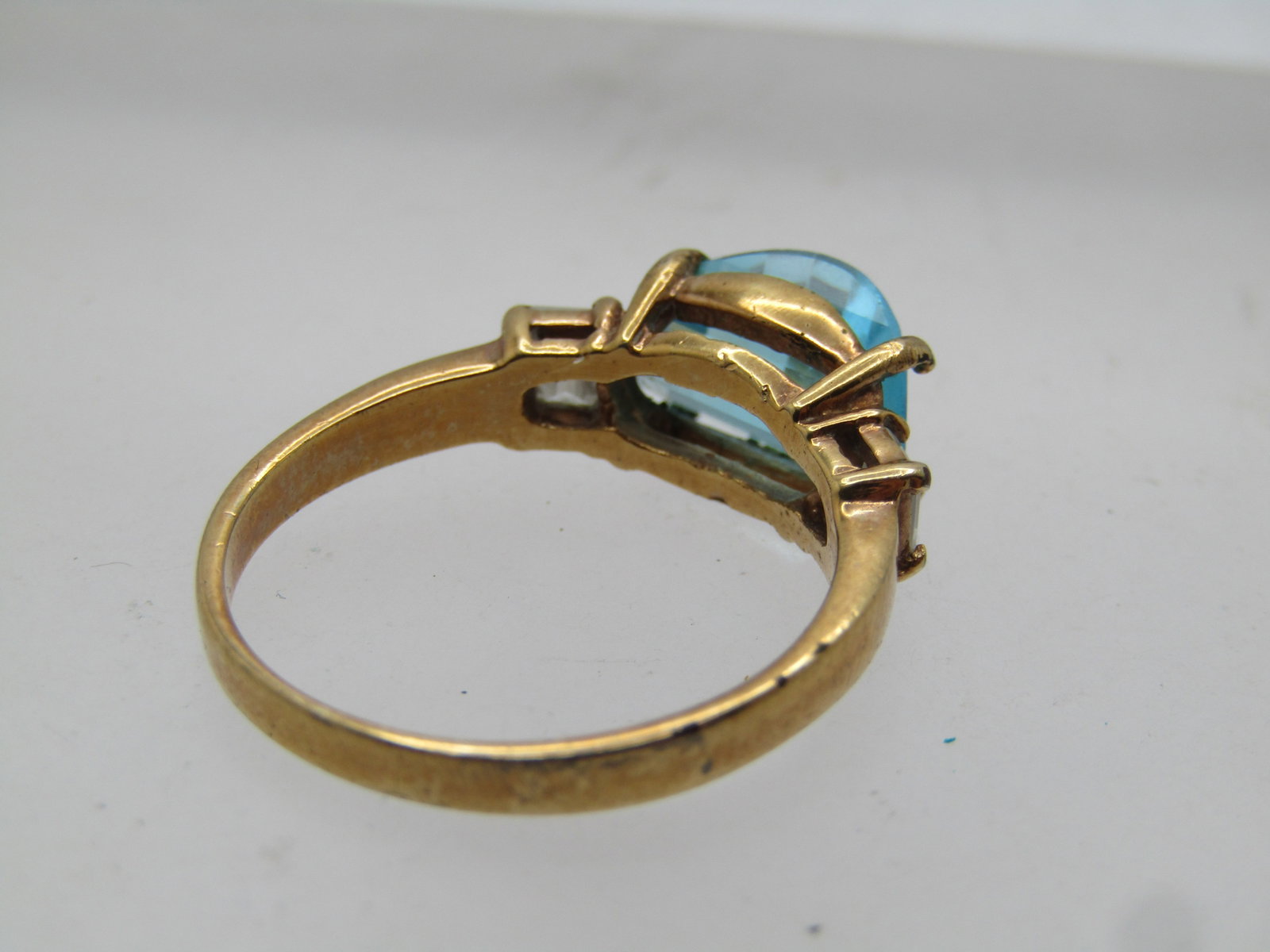 Vintage Blue Faceted & Clear Stone Ring, Sz. 9.5, 1980's-1990's - 5