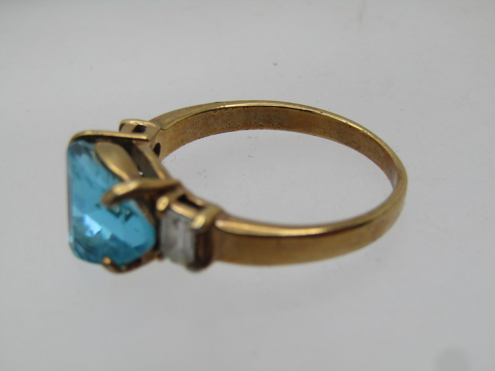 Vintage Blue Faceted & Clear Stone Ring, Sz. 9.5, 1980's-1990's - 6