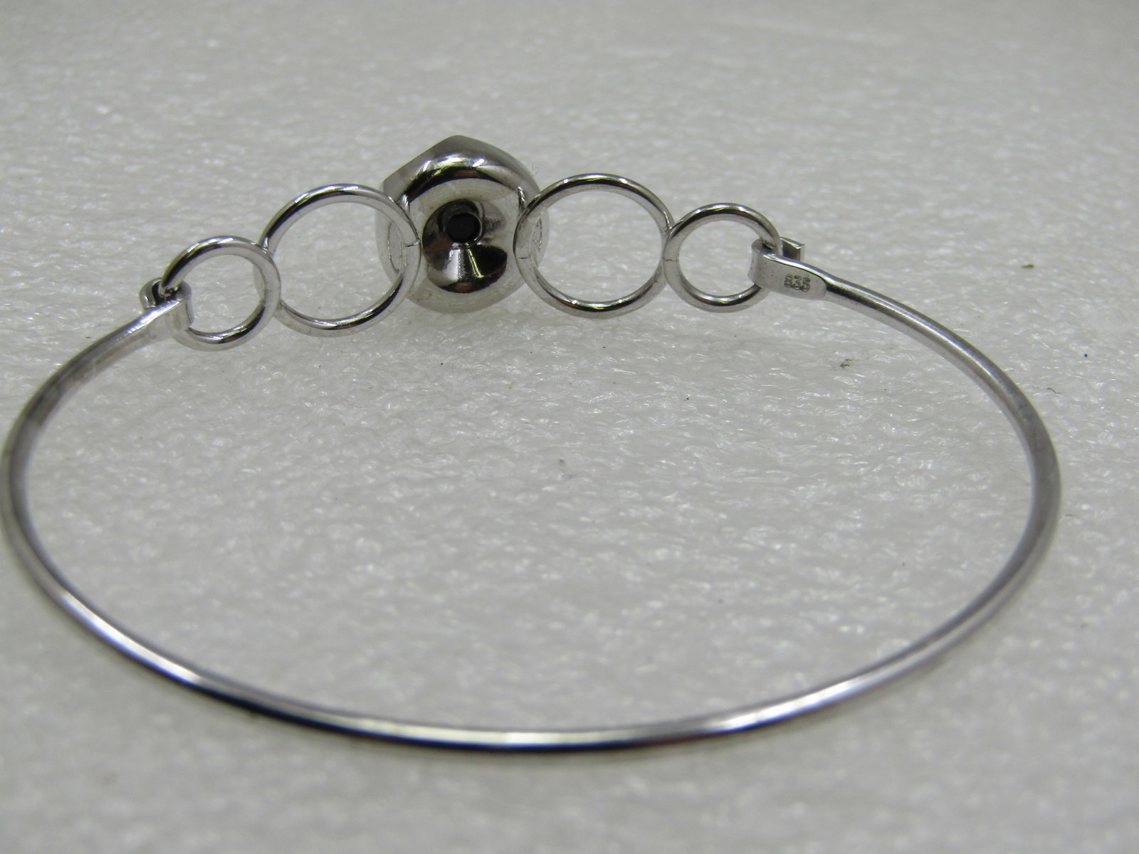 Sterling Silver Tiger's Eye Bangle Bracelet, 7", Top Clasp - 6