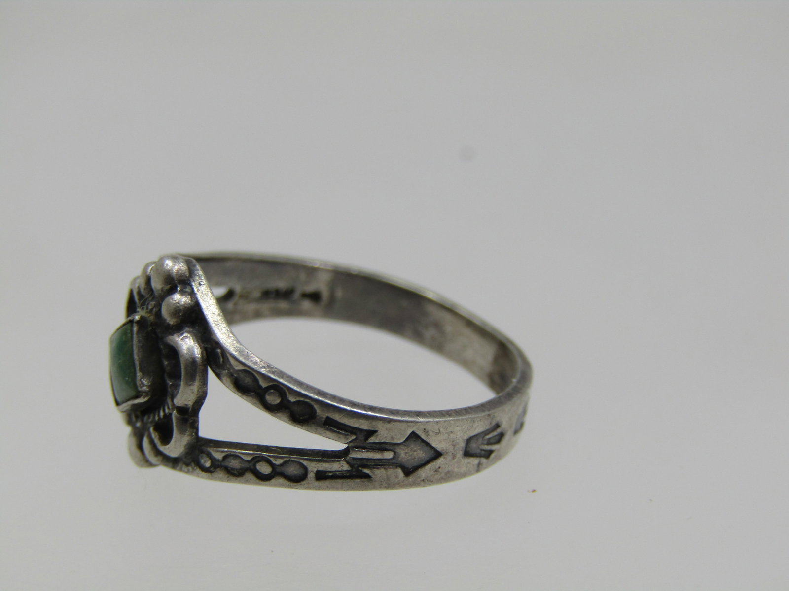 Vintage Sterling Southwestern Turquoise Ring, Sz. 6.5, Stamped - 7