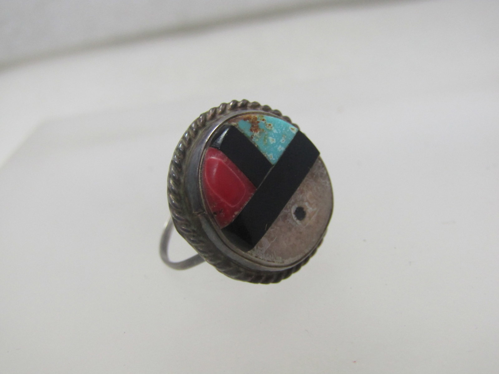 Vintage Sterling Zuni Sunface Ring (for repair), Sz. 8.5 - 4