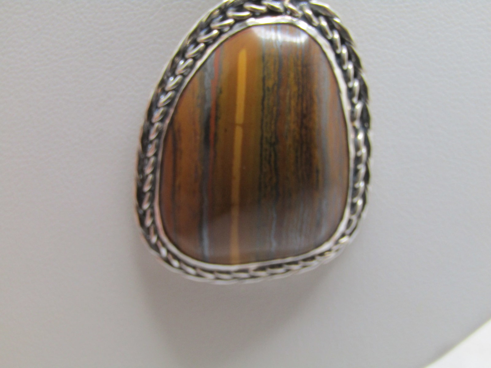 Southwestern Tiger's Eye Necklace, 18", 1990's-2000, Silver Tone - 2