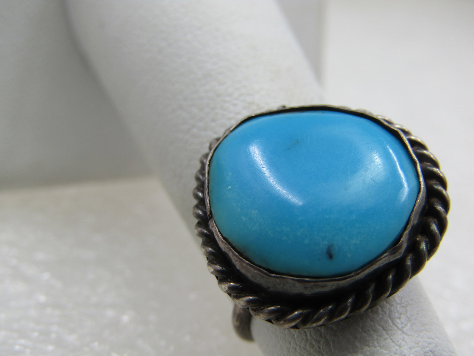 Vintage Sterling Southwestern Turquoise Ring, Sz. 4 - 2