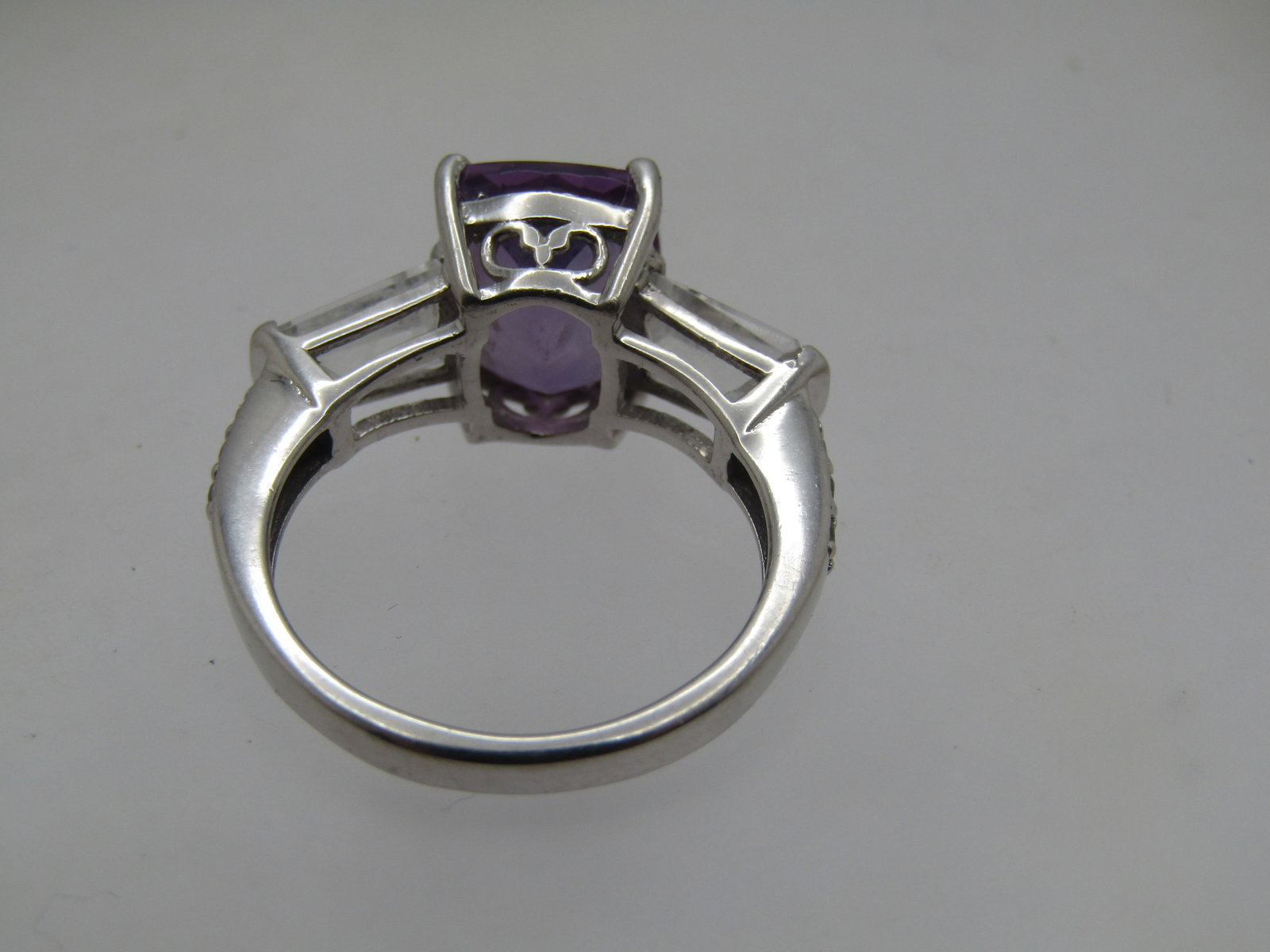 Vintage Sterling Amethyst Whtie Topaz Ring, Sz. 7, 1990's, Signed - 6