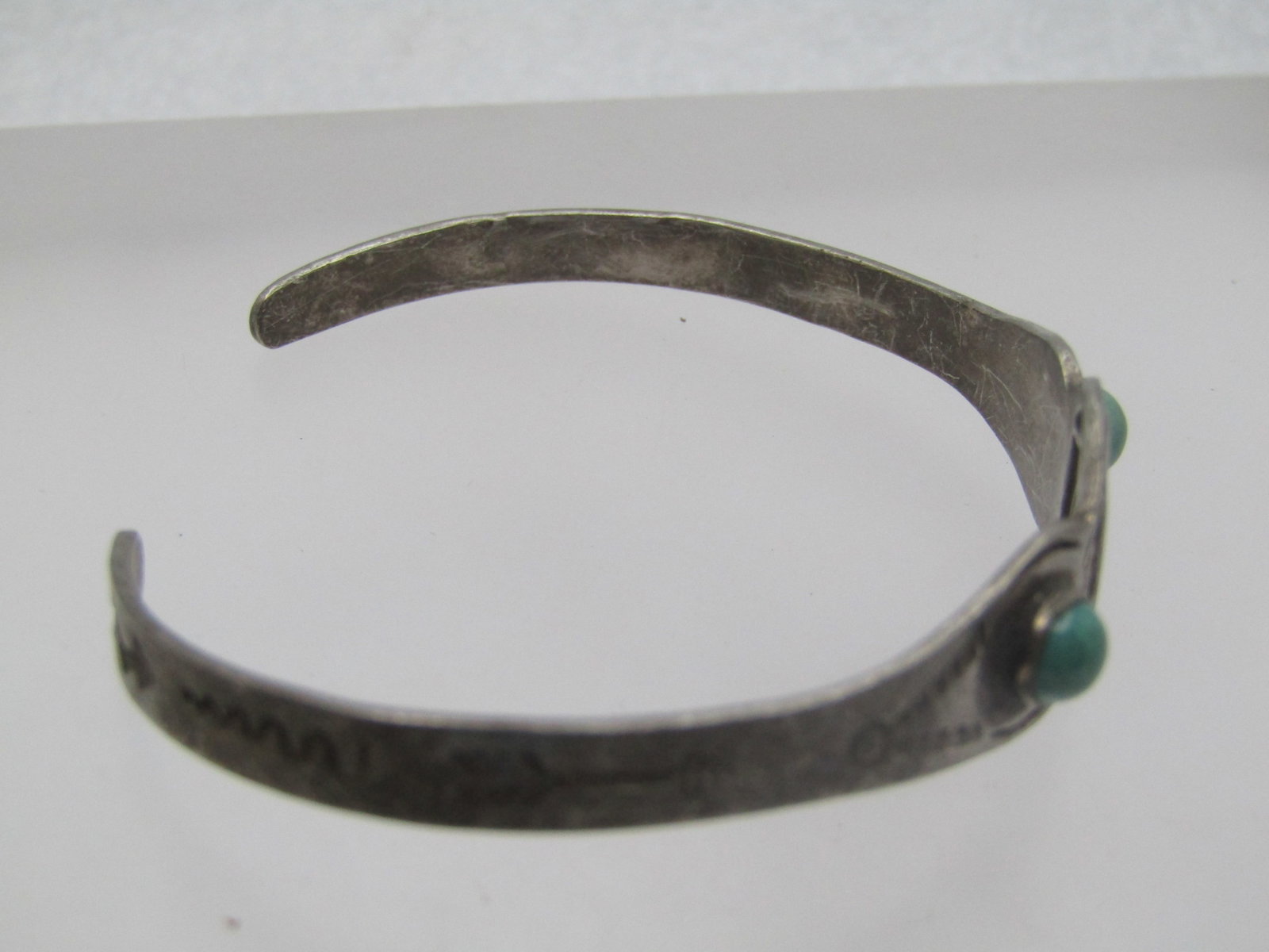 Vintage Sterling Thunderbird Turquoise Cuff Bracelet, Youth, 5.5", 1950's-1960's - 5