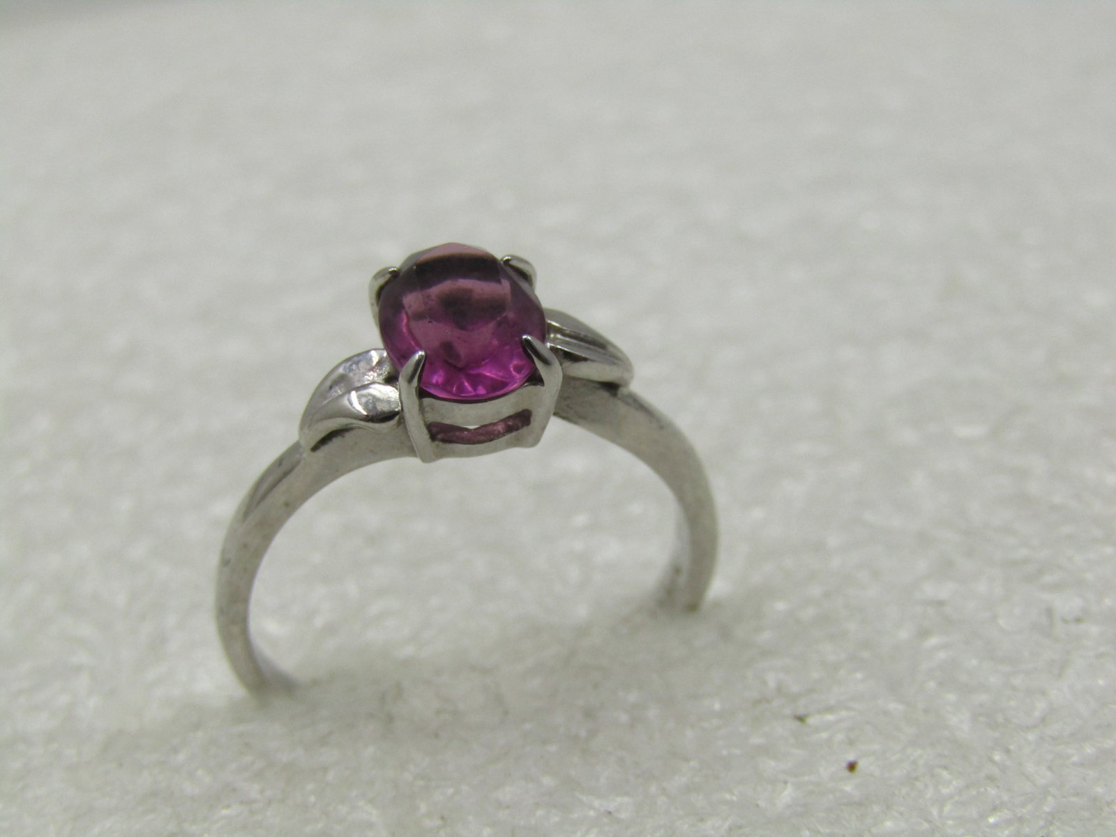 Vintage Silver Tone Purple Stone Ring, Sz. 7.5, Signed DAO - 6