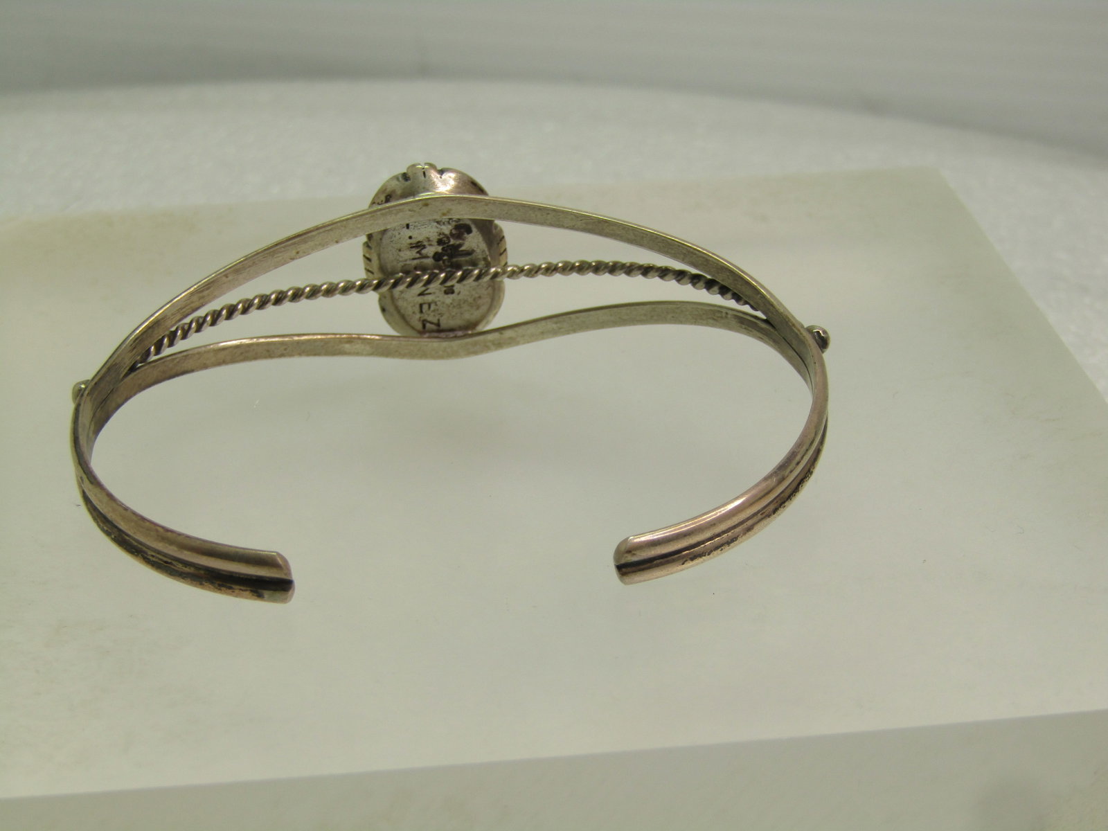 Vintage Sterling Agate Cuff Bracelet, Unisex, S. 7.25, Signed L.M., 1980's - 8