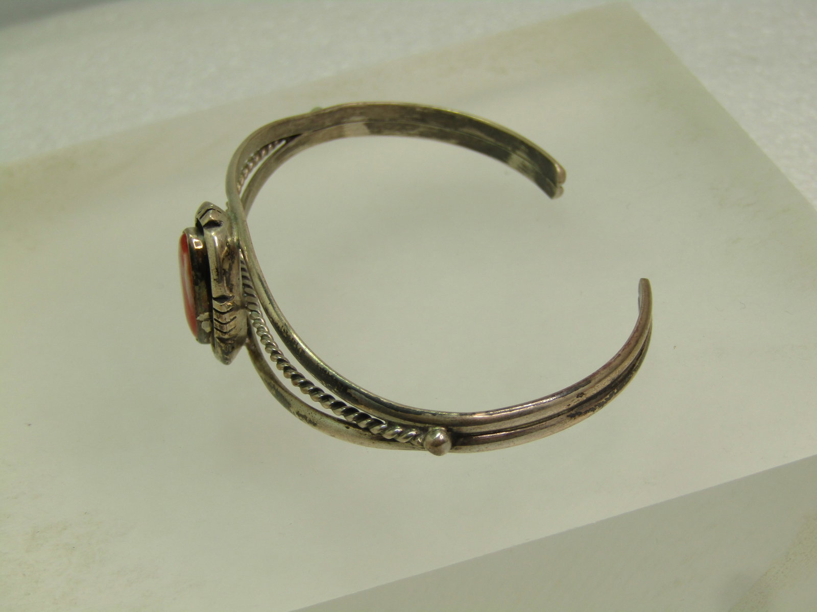 Vintage Sterling Agate Cuff Bracelet, Unisex, S. 7.25, Signed L.M., 1980's - 9