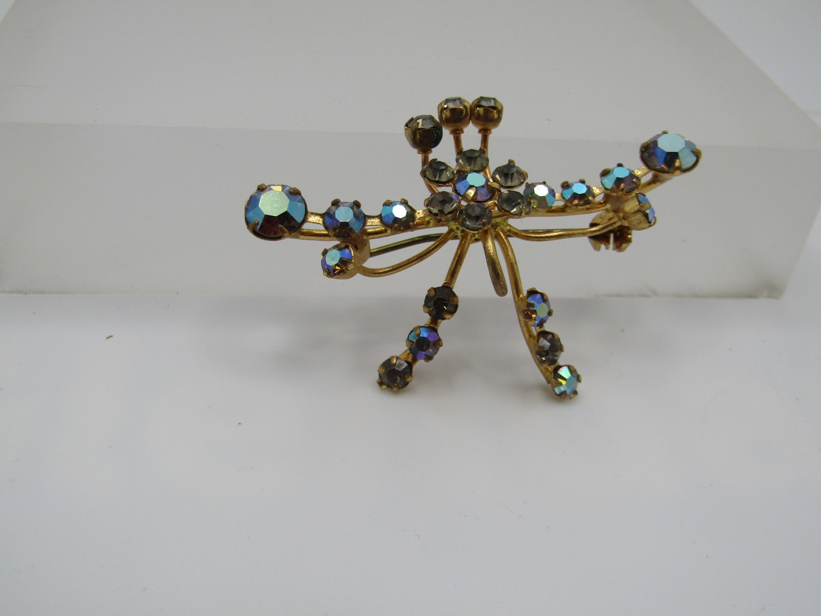Vintage Austrian Crystal AB Brooch, 2", 1940's-1950's - 2
