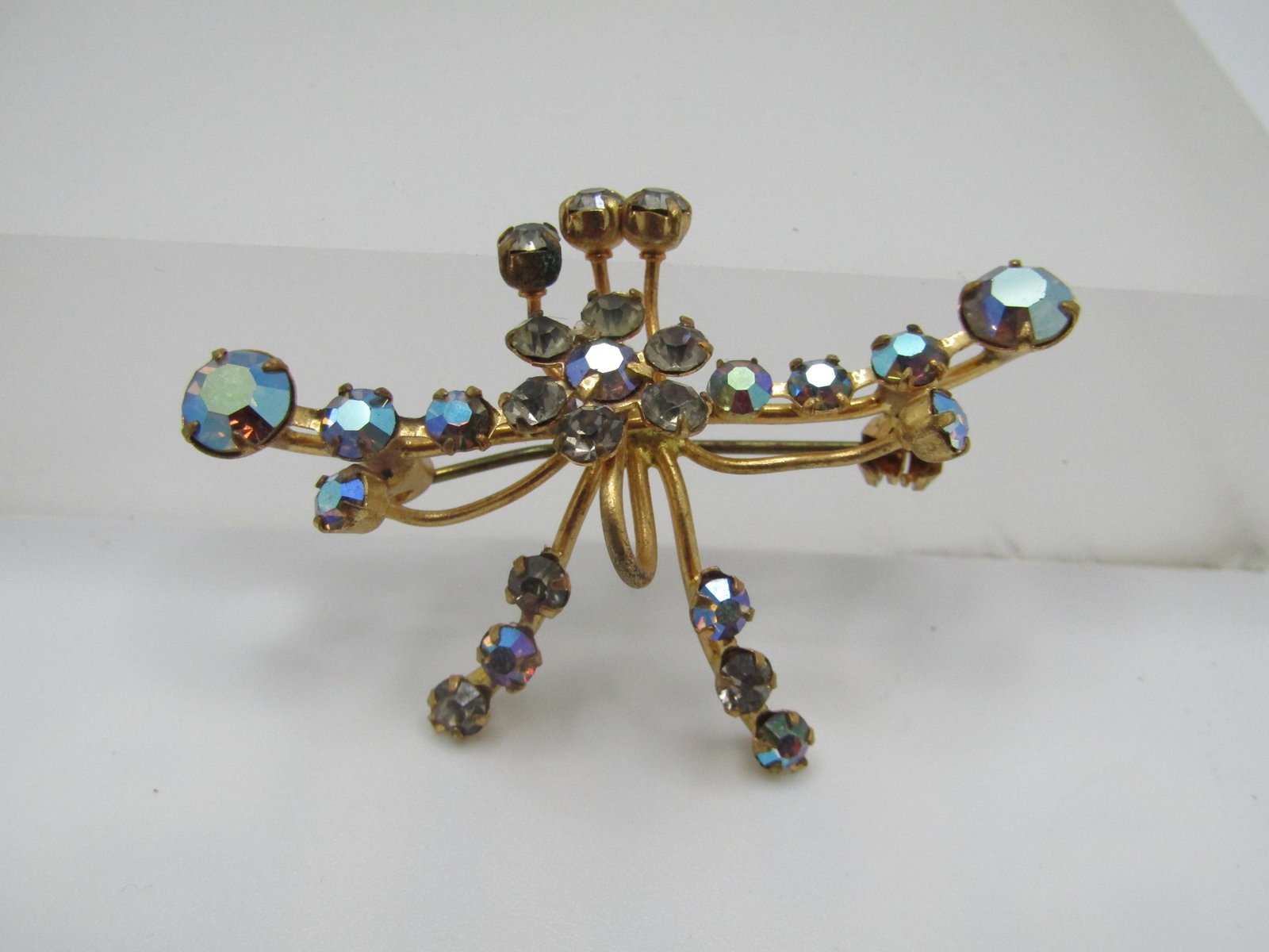 Vintage Austrian Crystal AB Brooch, 2", 1940's-1950's - 3