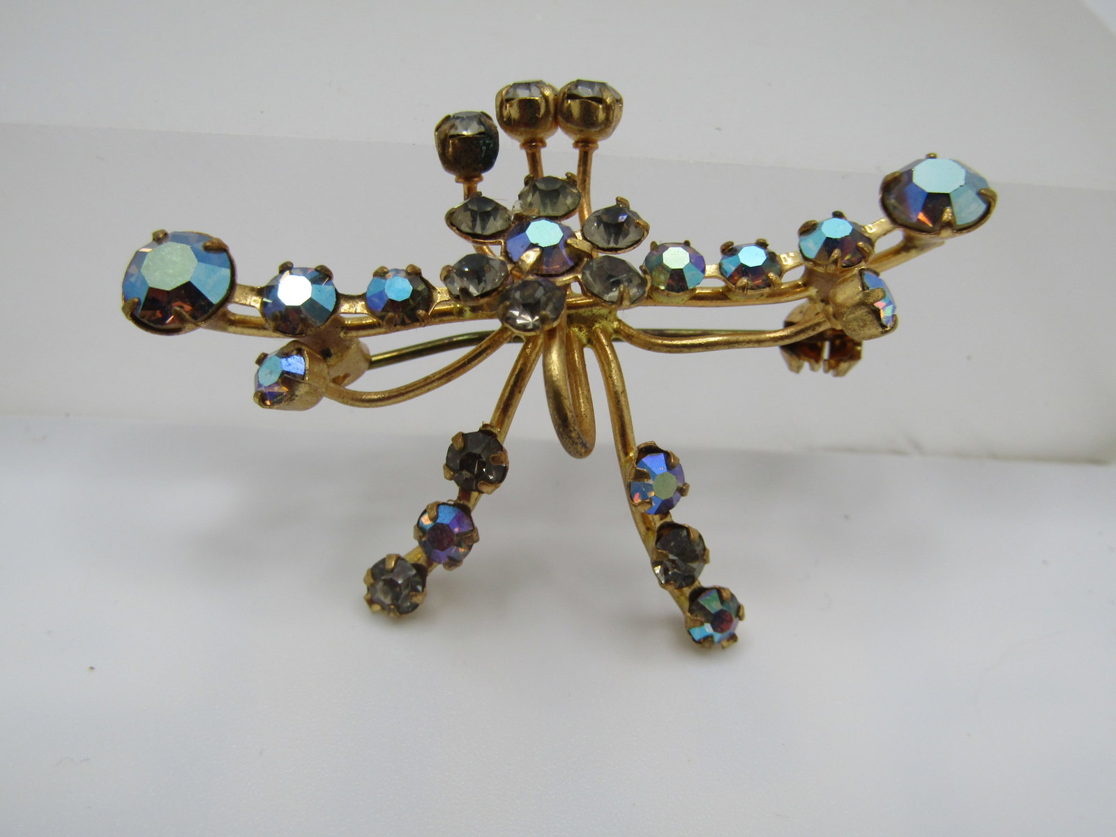 Vintage Austrian Crystal AB Brooch, 2", 1940's-1950's - 4