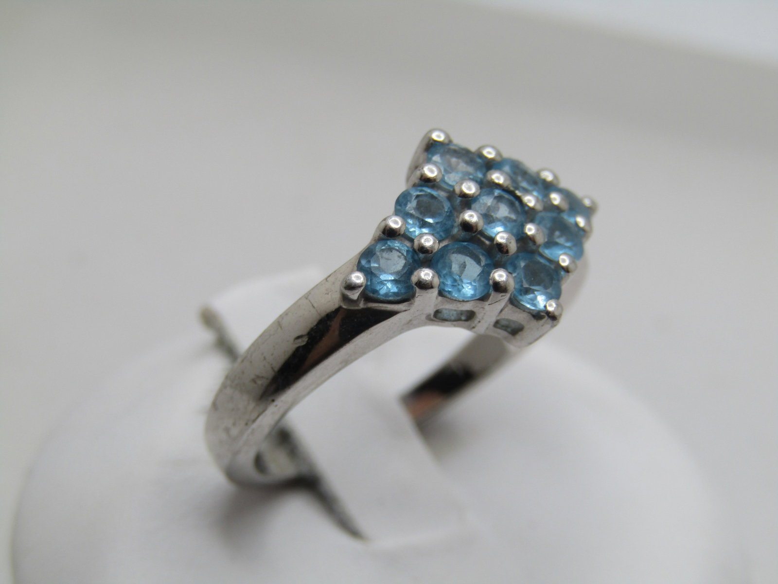 Vintage Sterling Blue Topaz Ring, Sz. 7, Diamond Shaped, Signed TGGC, 1970's-1980's - 2