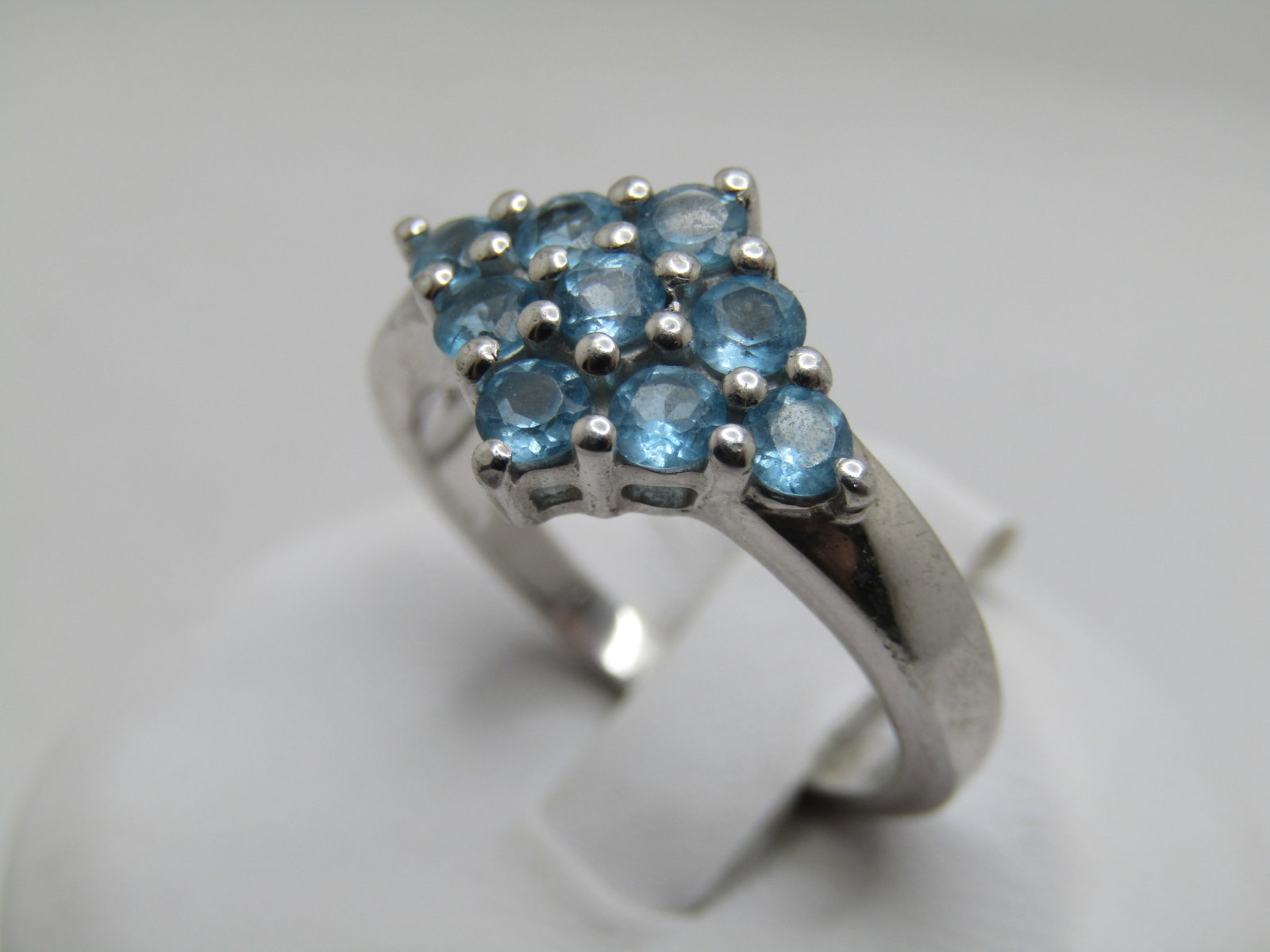 Vintage Sterling Blue Topaz Ring, Sz. 7, Diamond Shaped, Signed TGGC, 1970's-1980's - 3