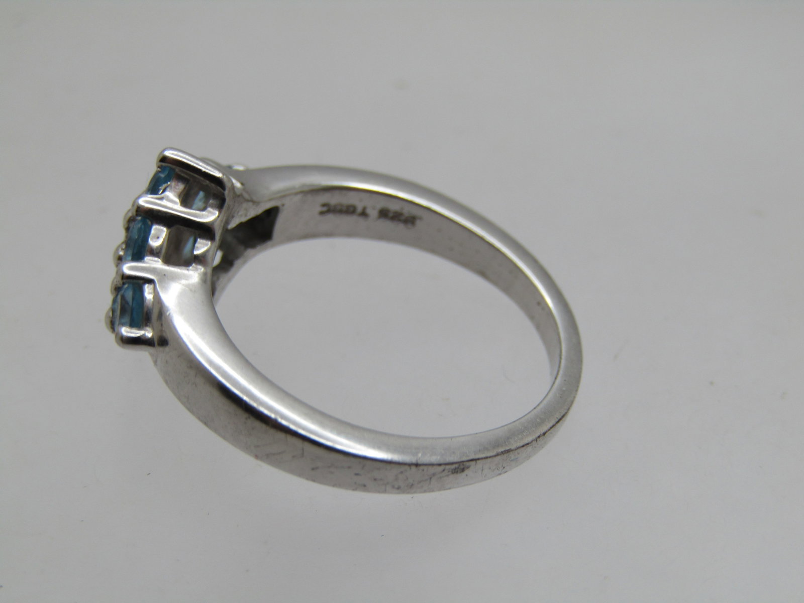 Vintage Sterling Blue Topaz Ring, Sz. 7, Diamond Shaped, Signed TGGC, 1970's-1980's - 4