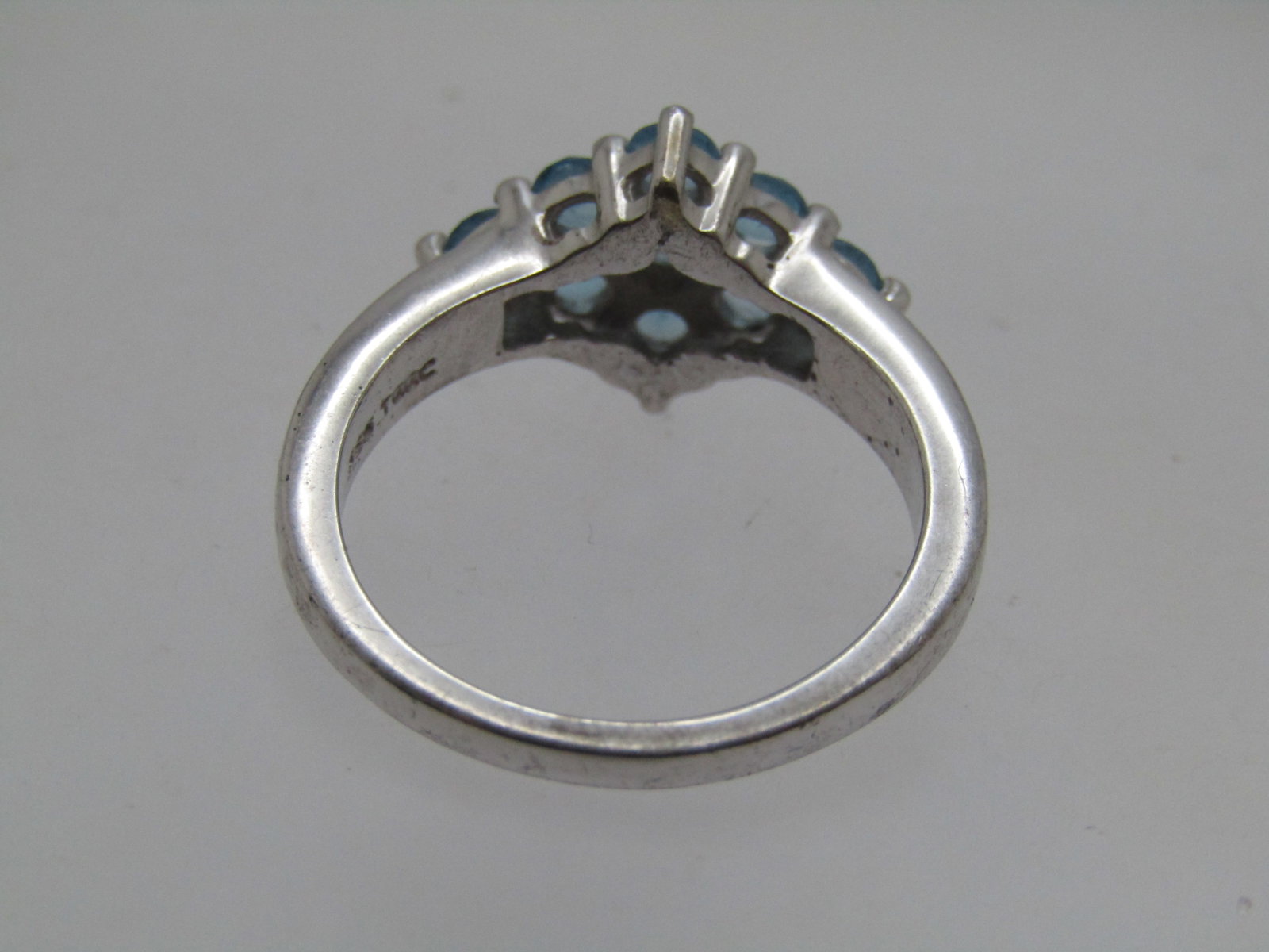 Vintage Sterling Blue Topaz Ring, Sz. 7, Diamond Shaped, Signed TGGC, 1970's-1980's - 5