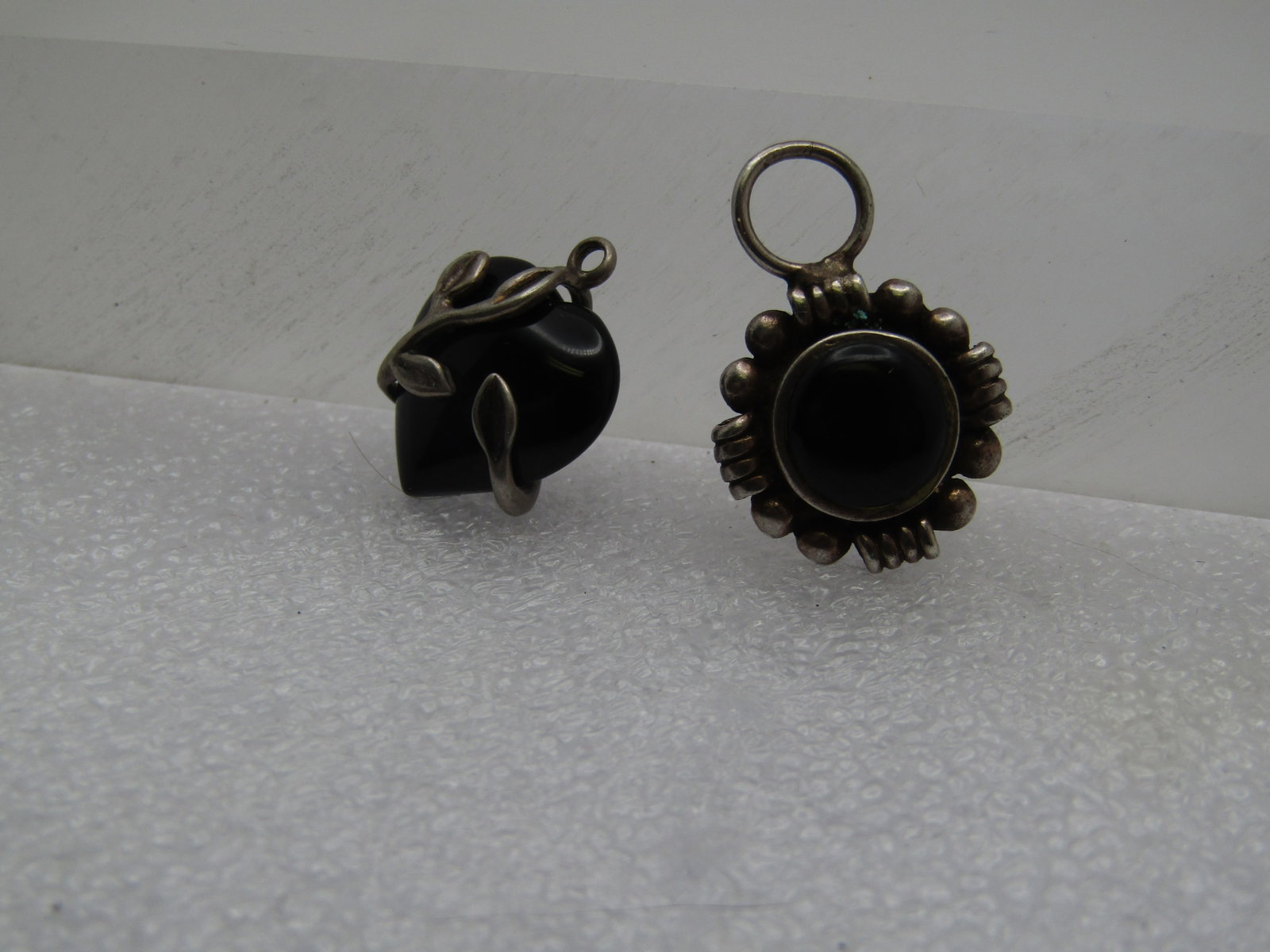 Vintage Two Sterling & Onyx Pendants, 1980's-1990's , Heart & Southwestern - 2