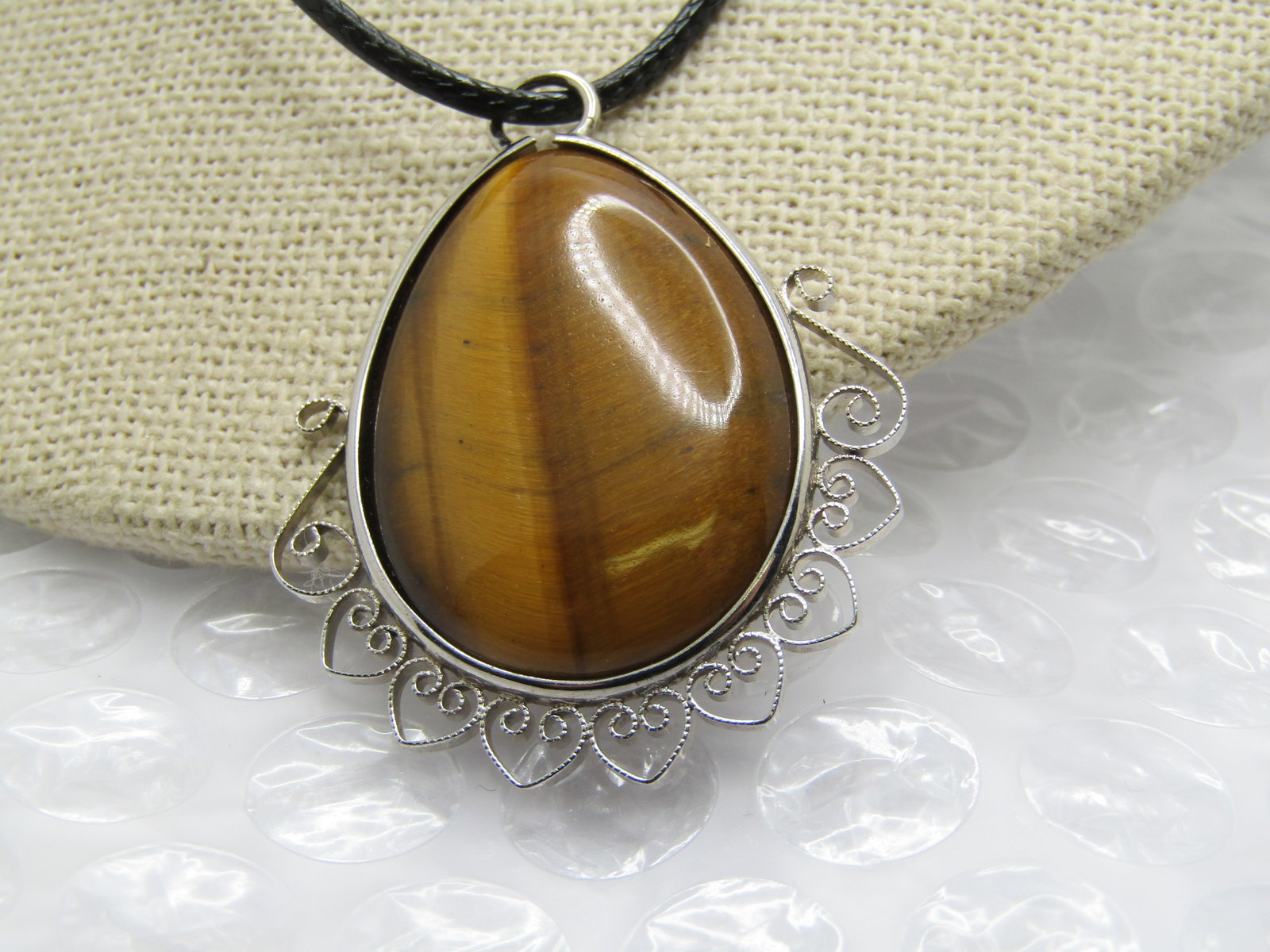 Vintage Tiger's Eye Southwestern Scrolled Necklace, 20" - 2