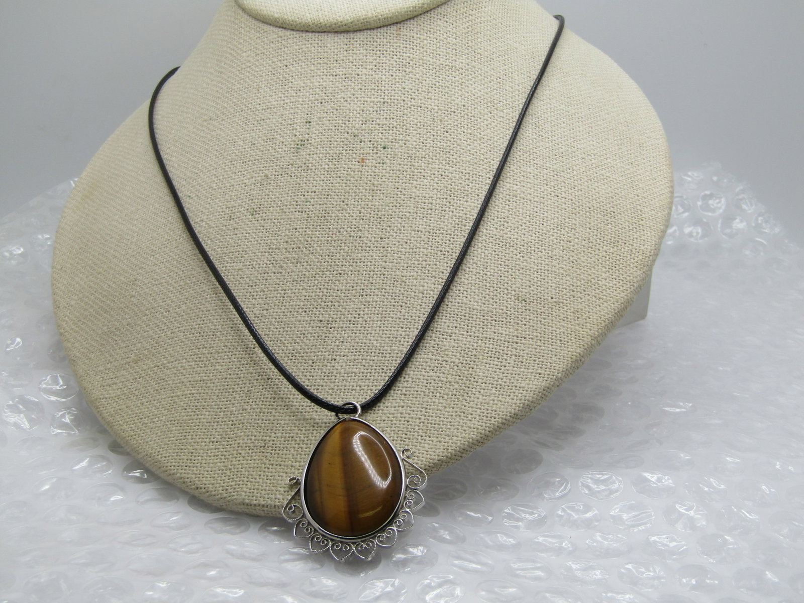 Vintage Tiger's Eye Southwestern Scrolled Necklace, 20" - 3