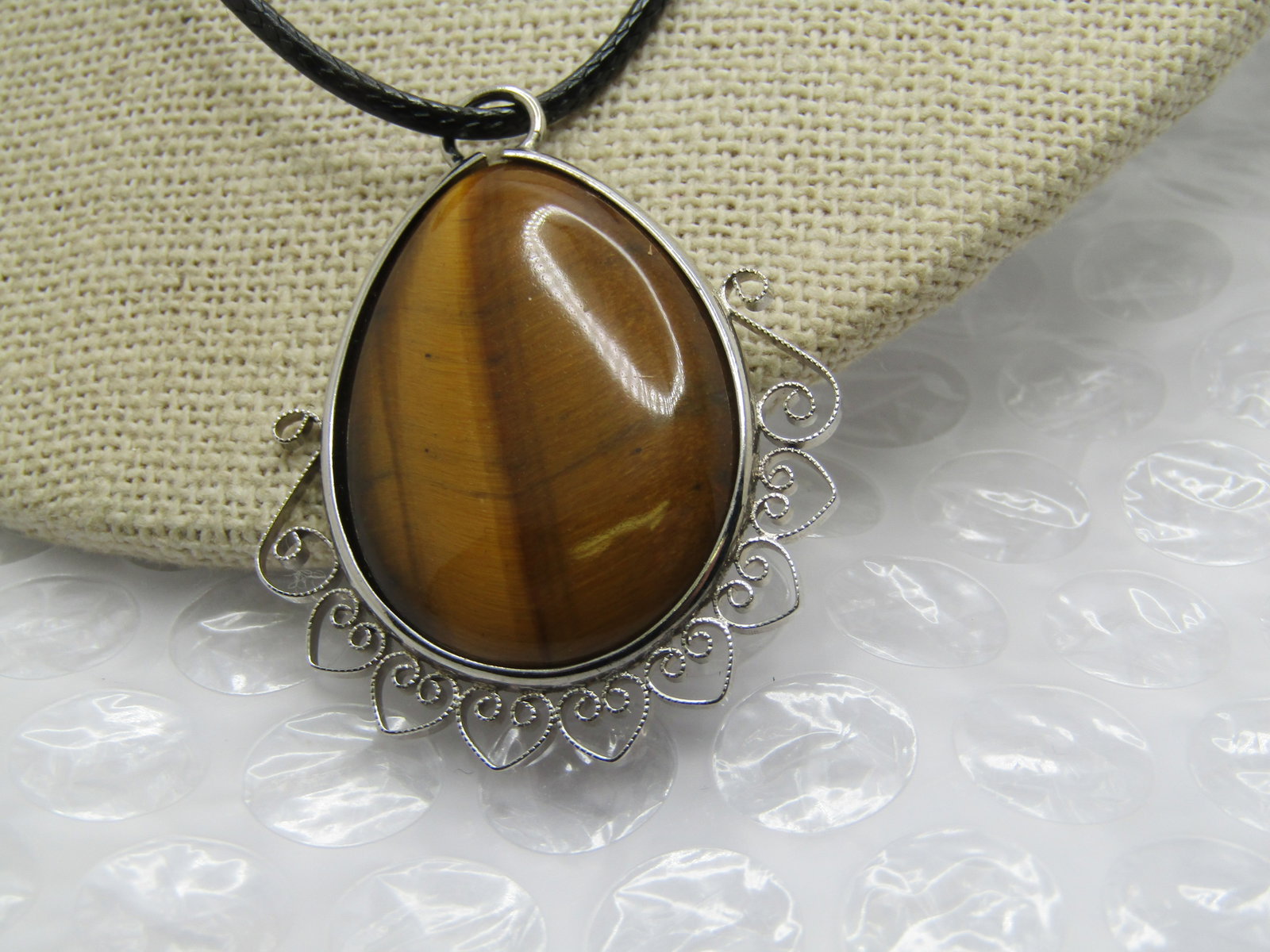 Vintage Tiger's Eye Southwestern Scrolled Necklace, 20" - 4