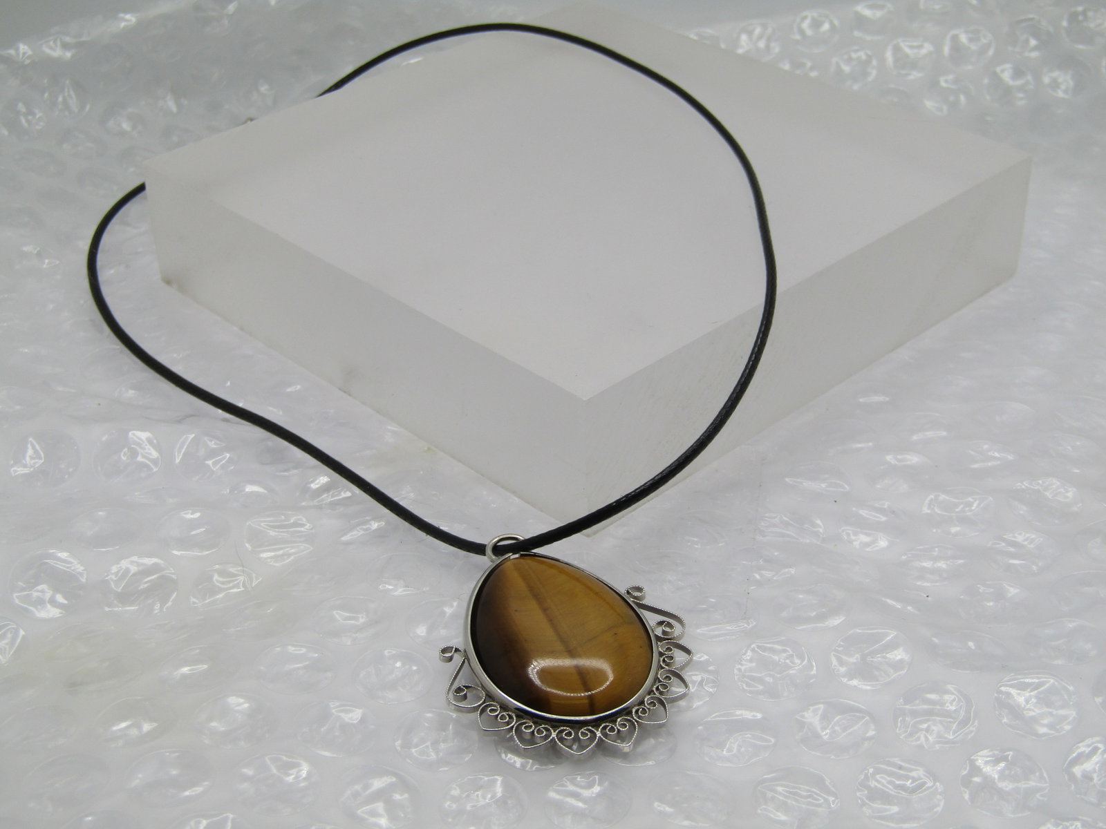 Vintage Tiger's Eye Southwestern Scrolled Necklace, 20" - 6