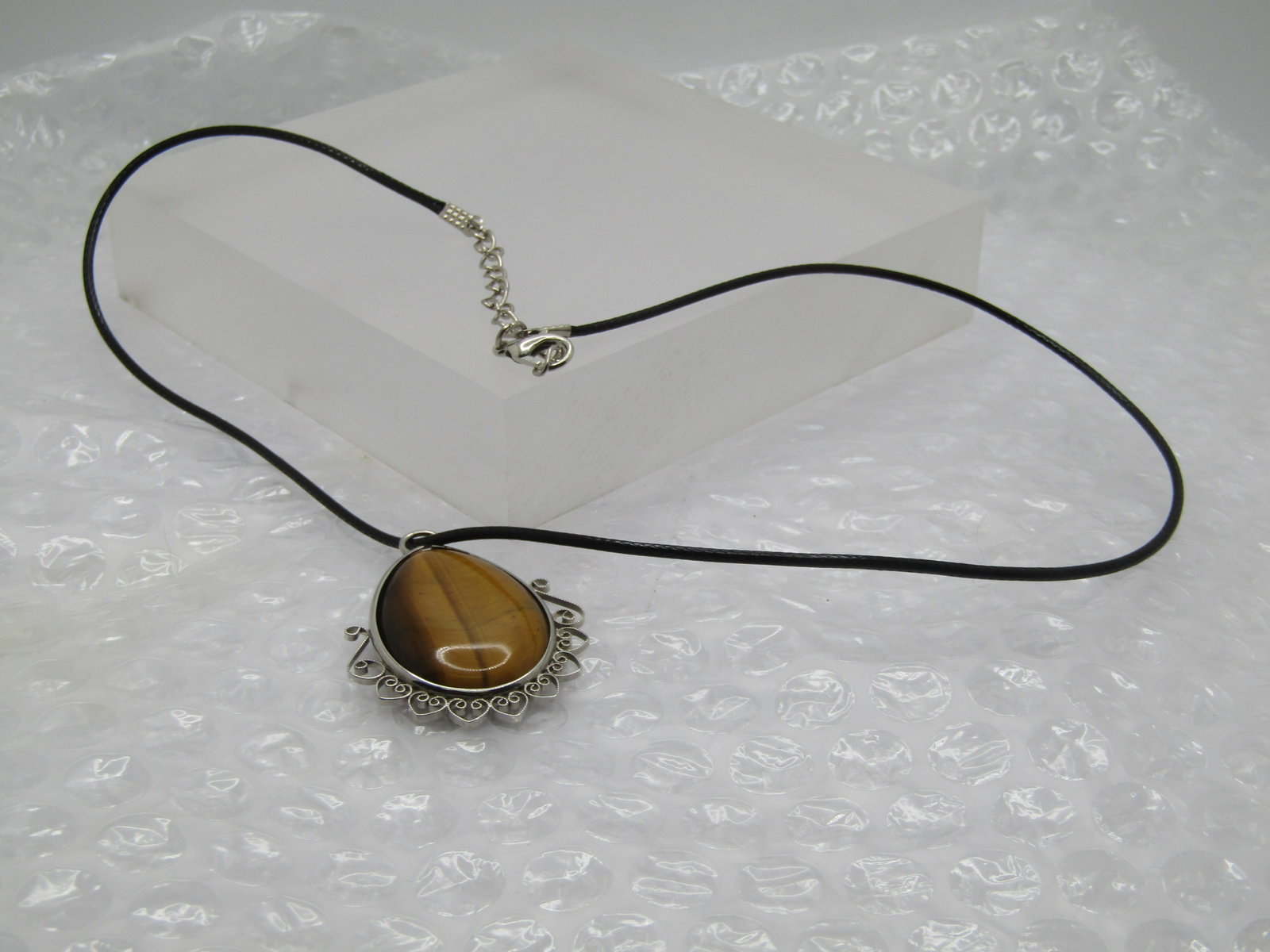 Vintage Tiger's Eye Southwestern Scrolled Necklace, 20" - 7