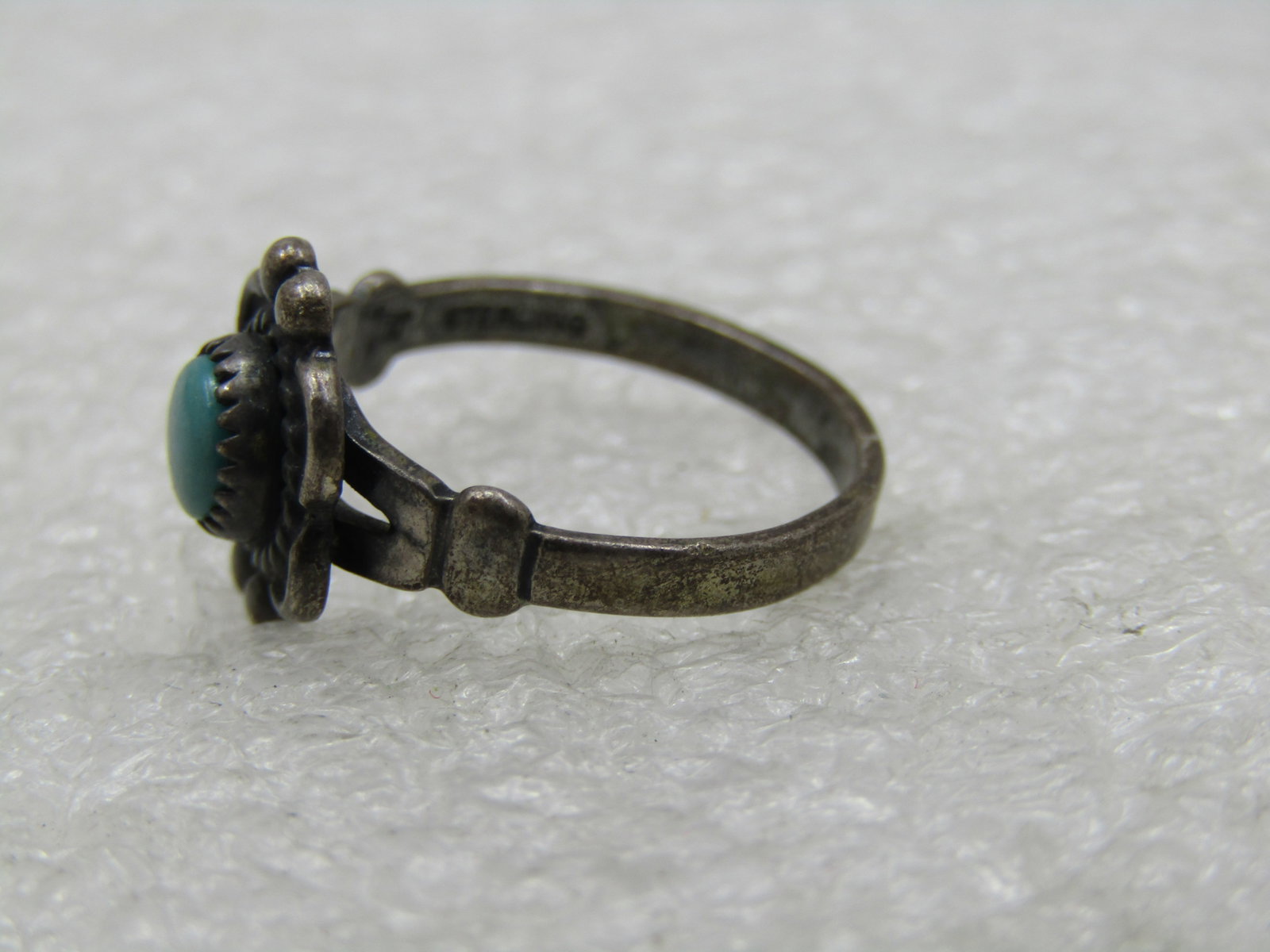 Vintage Sterling Southwestern Turquoise Ring, Sz. 4.5, Bell Trading Signed, 1960's - 8