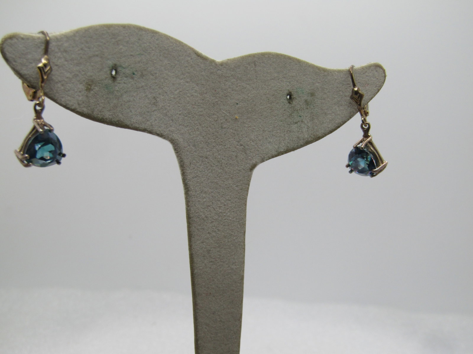 Vintage Sterling Mystic Topaz Earrings, Leverback, Drops, 1990's, Signed: Vintage Sterling Mystic Topaz Earrings, Leverback, Drops, 1990's, Signed with what looks like an A and perhaps an L under it. The earrings have a triangular cut mystic topaz that is set ont he corners